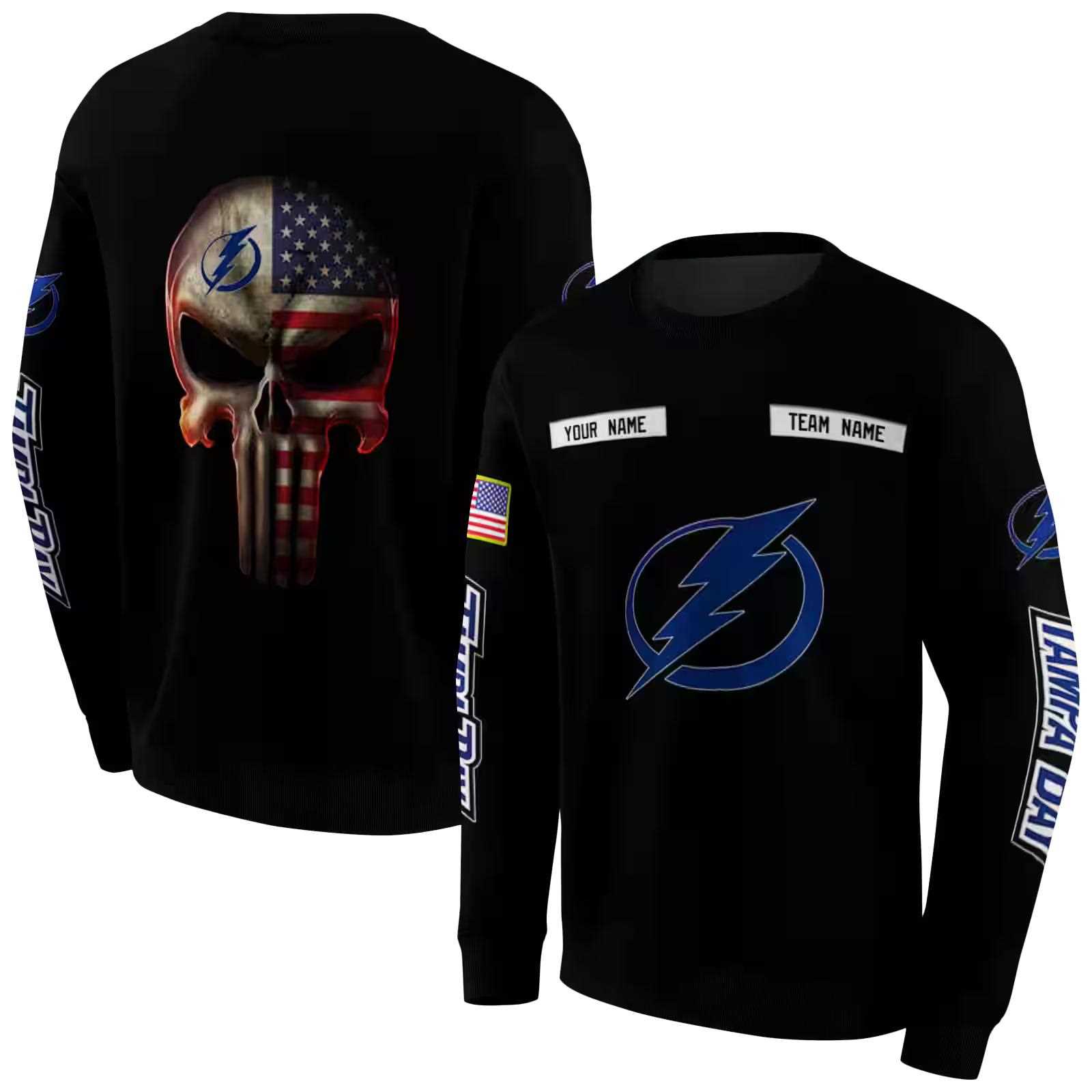 customized tampa bay lightning punisher skull black hoodie premium grade