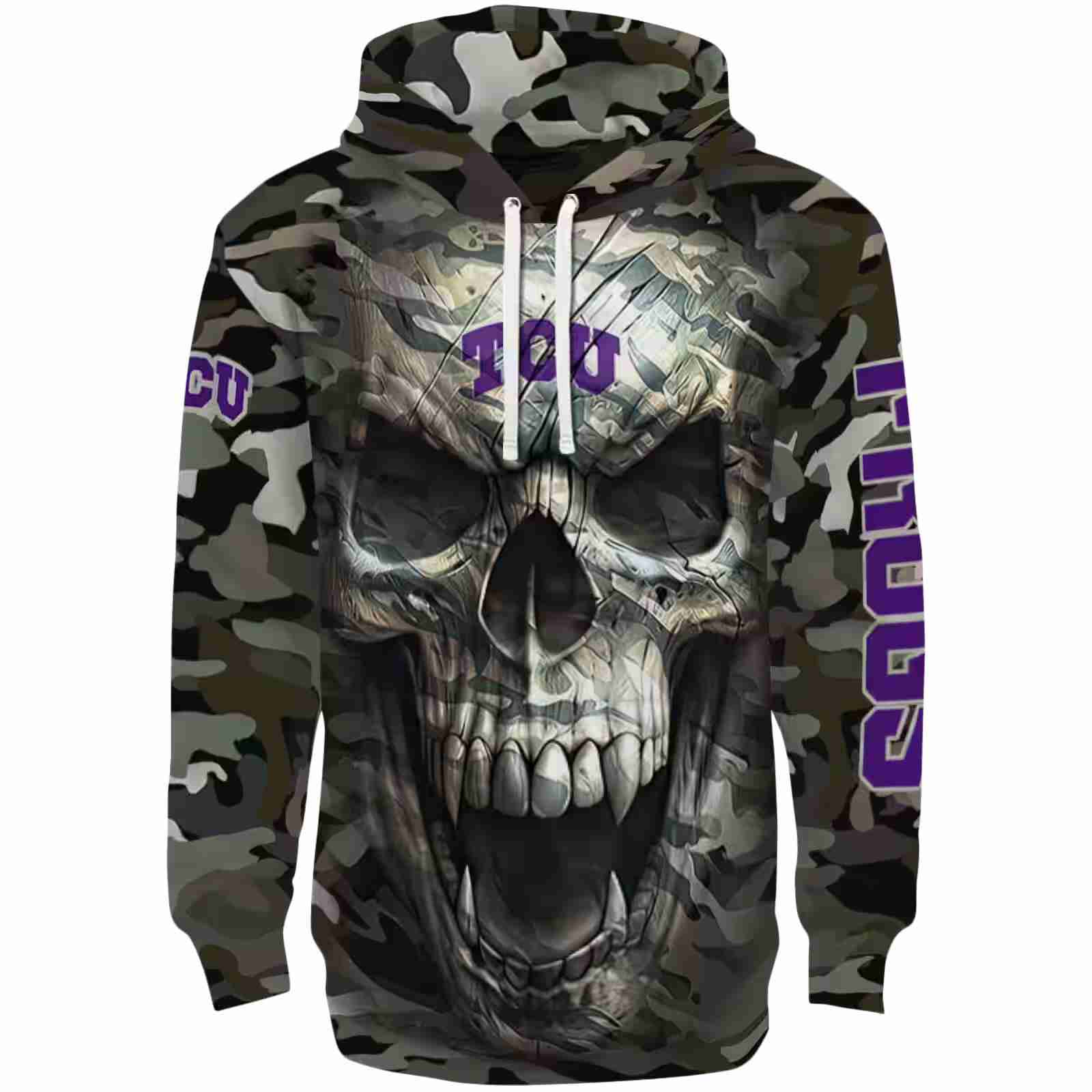 Customized TCU Horned Frogs Camo Skull Hoodie