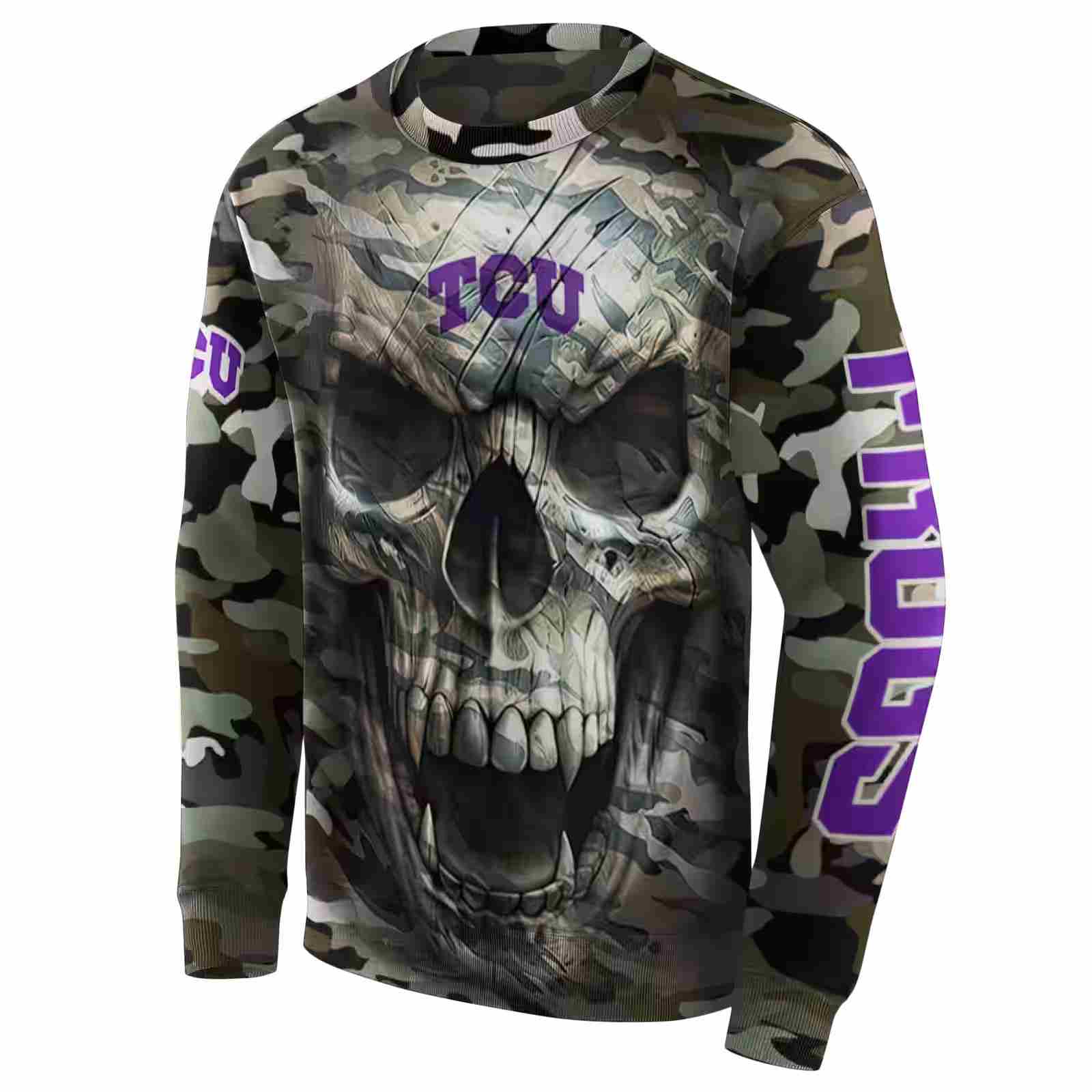 customized tcu horned frogs camo skull hoodie new arrival