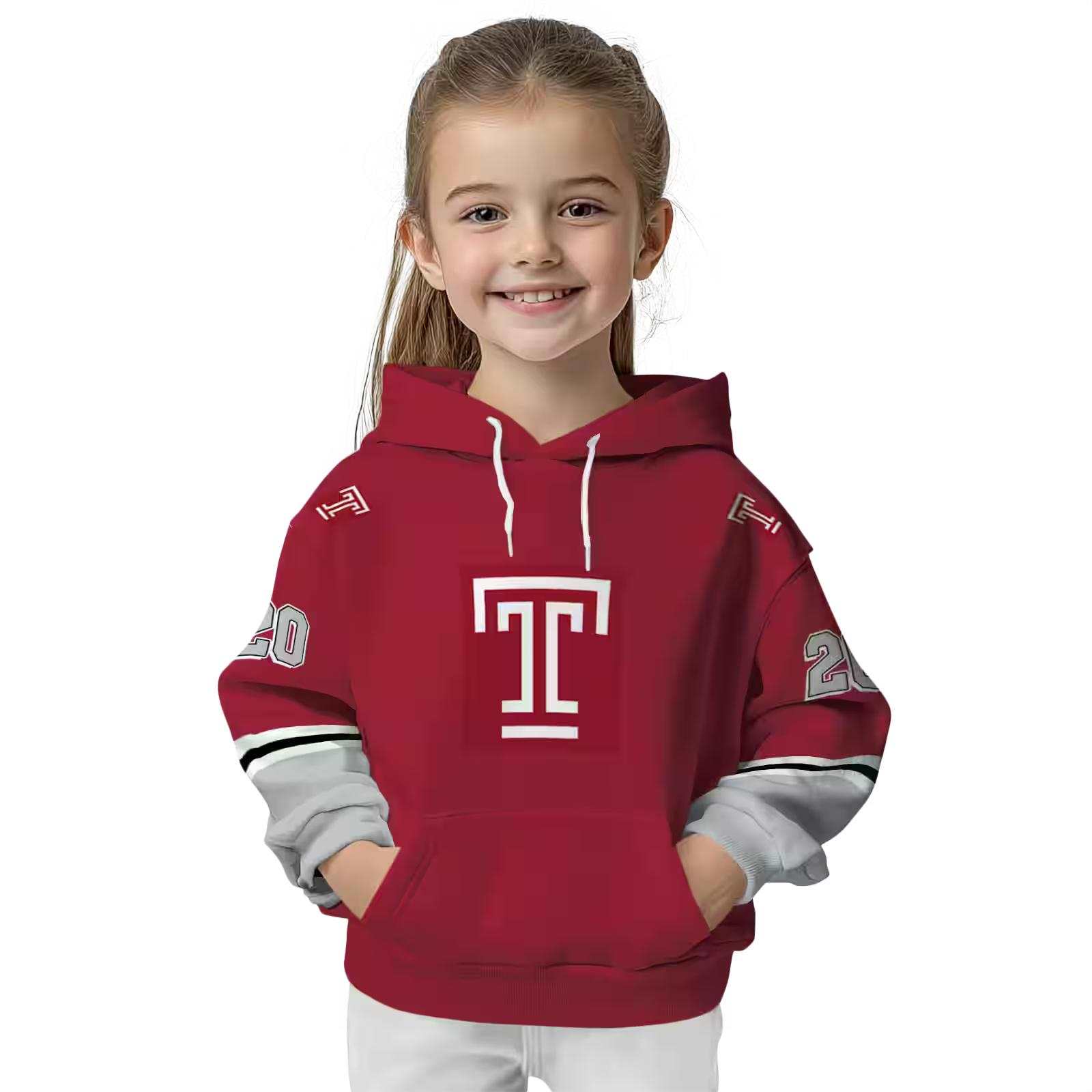 customized temple owls striped sleeves red hoodie top rated