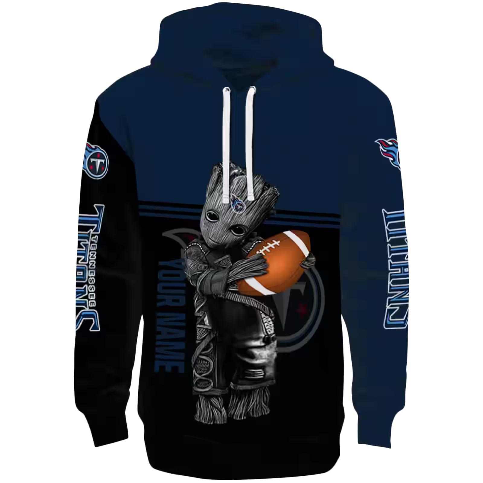 Customized Tennessee Titans Baby Groot Navy Black Hoodie