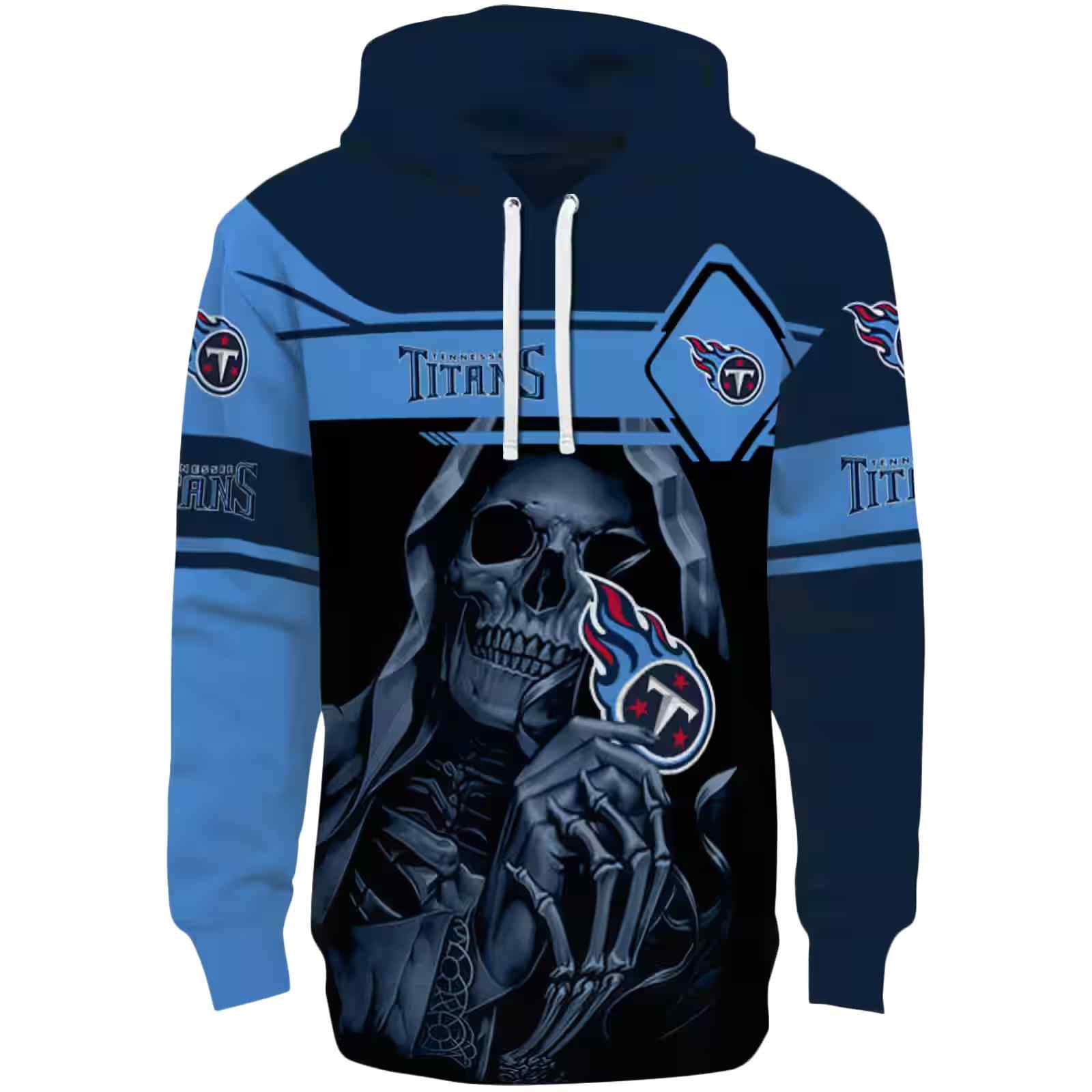 Customized Tennessee Titans Grim Reaper Navy Black Hoodie