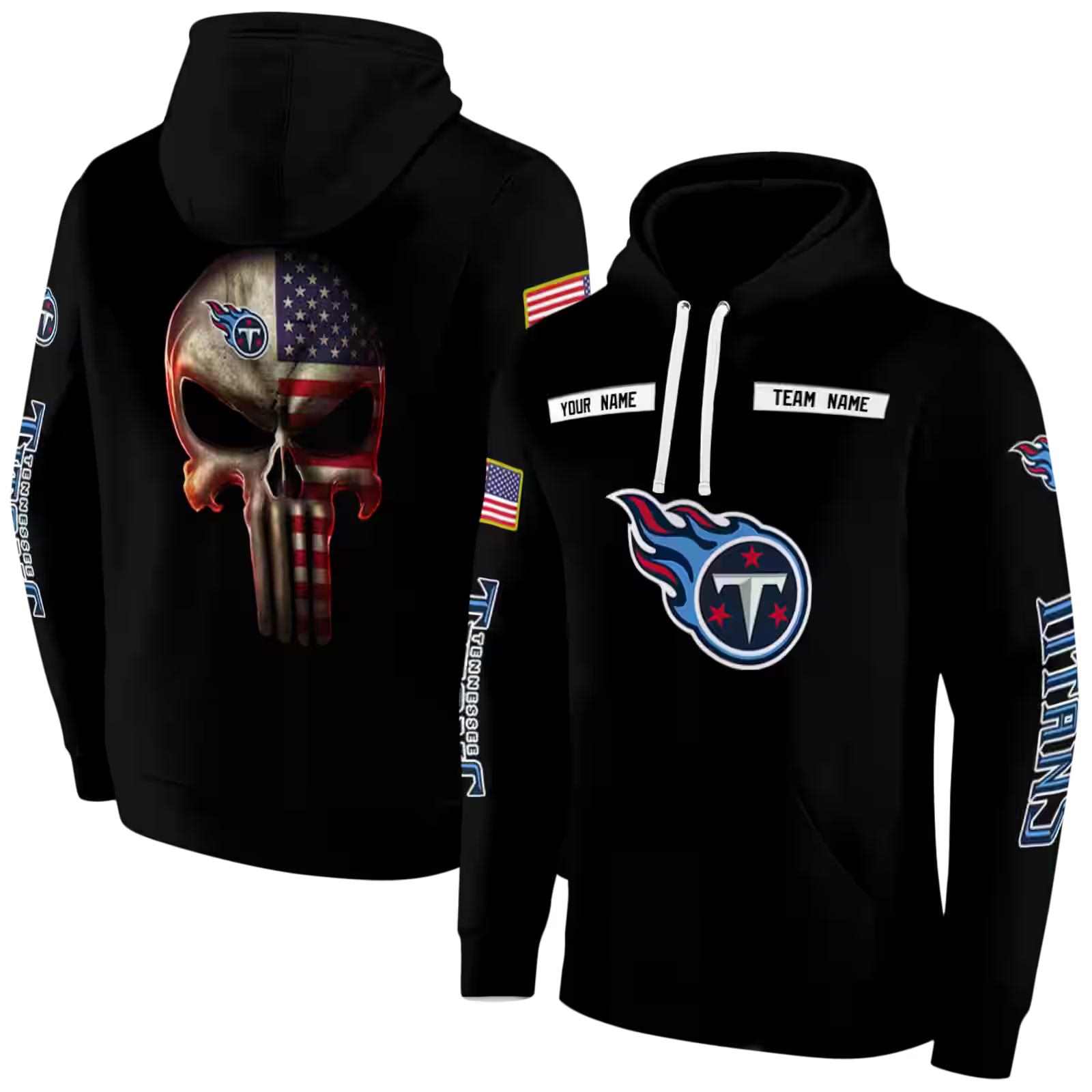 customized tennessee titans punisher skull black hoodie fashion forward