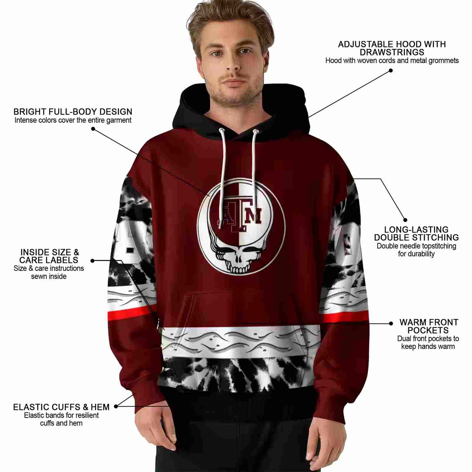 customized texas am aggies grateful vibes maroon hoodie latest model