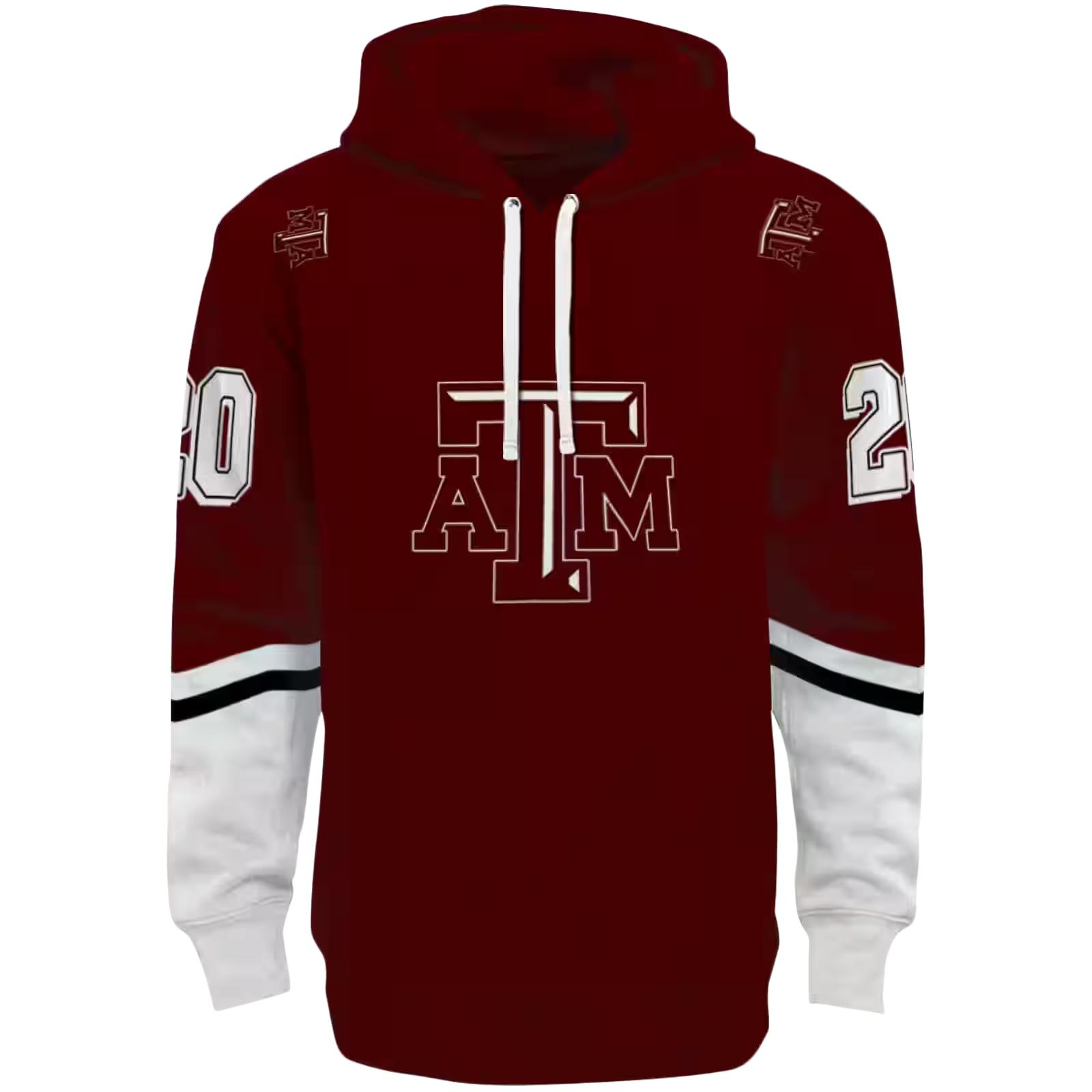 Customized Texas A&M Aggies Striped Sleeves Maroon Hoodie