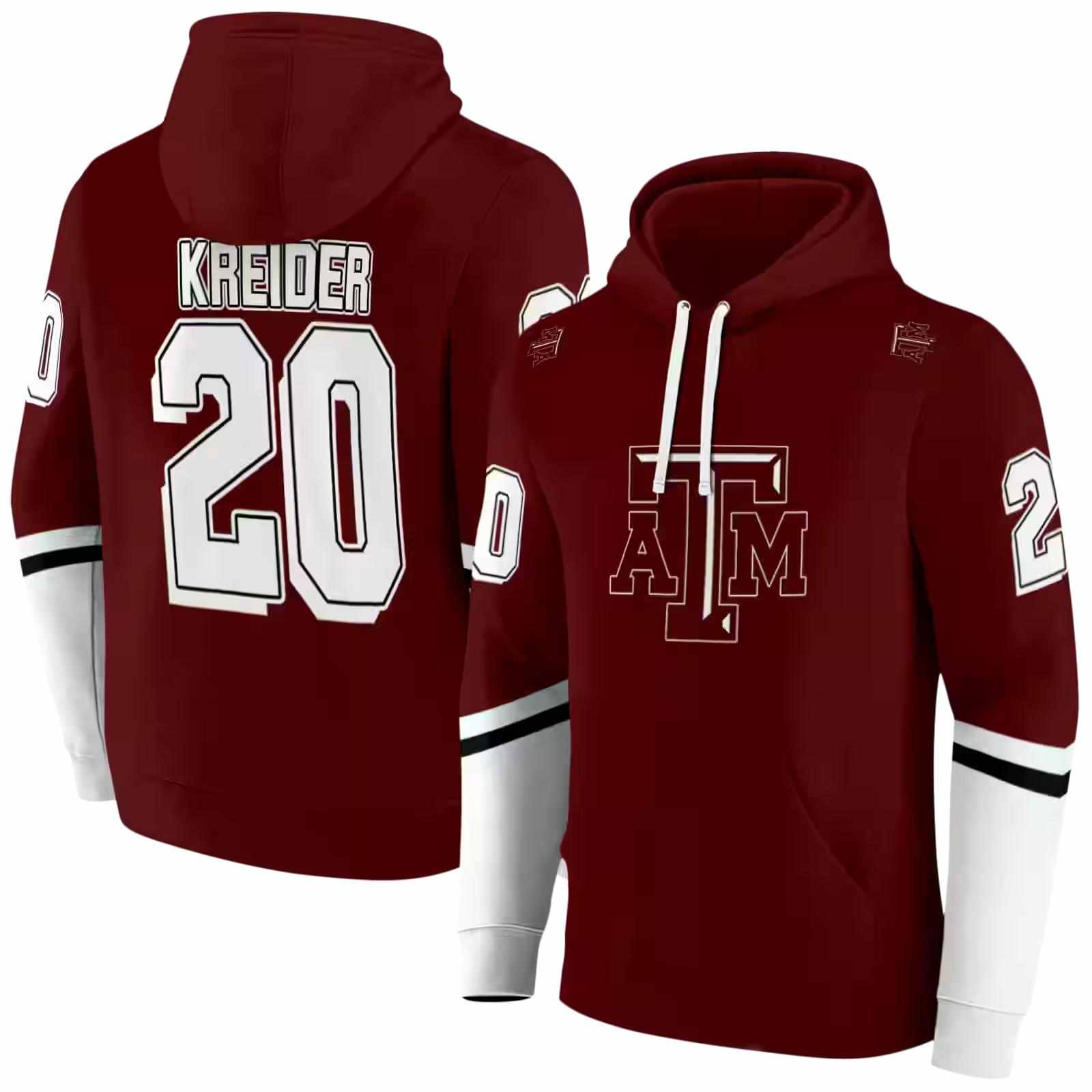 customized texas am aggies striped sleeves maroon hoodie fashion forward