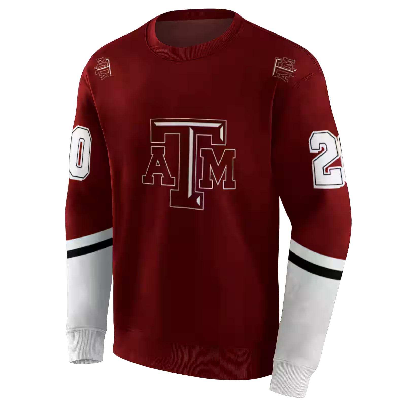 customized texas am aggies striped sleeves maroon hoodie new arrival