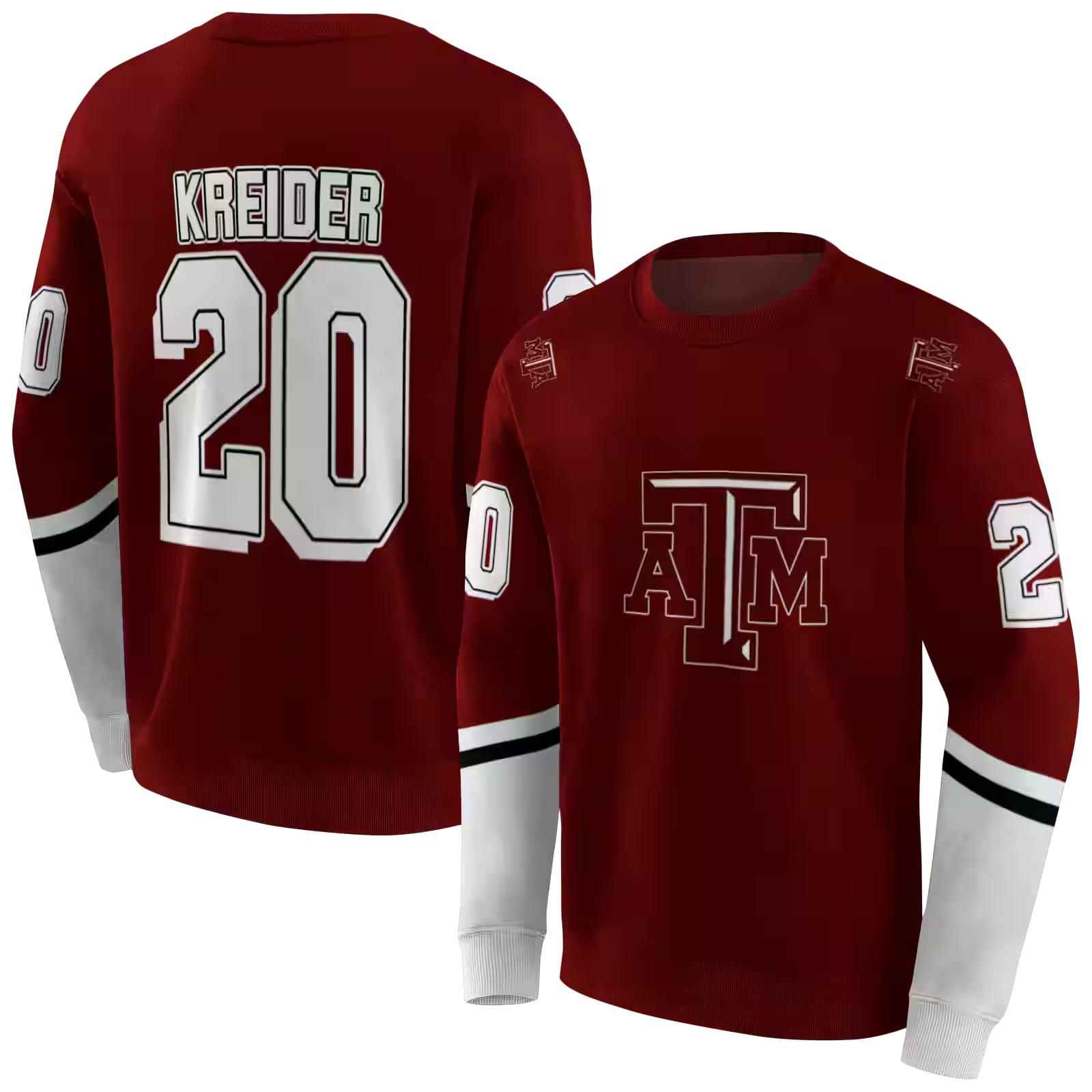 customized texas am aggies striped sleeves maroon hoodie premium grade