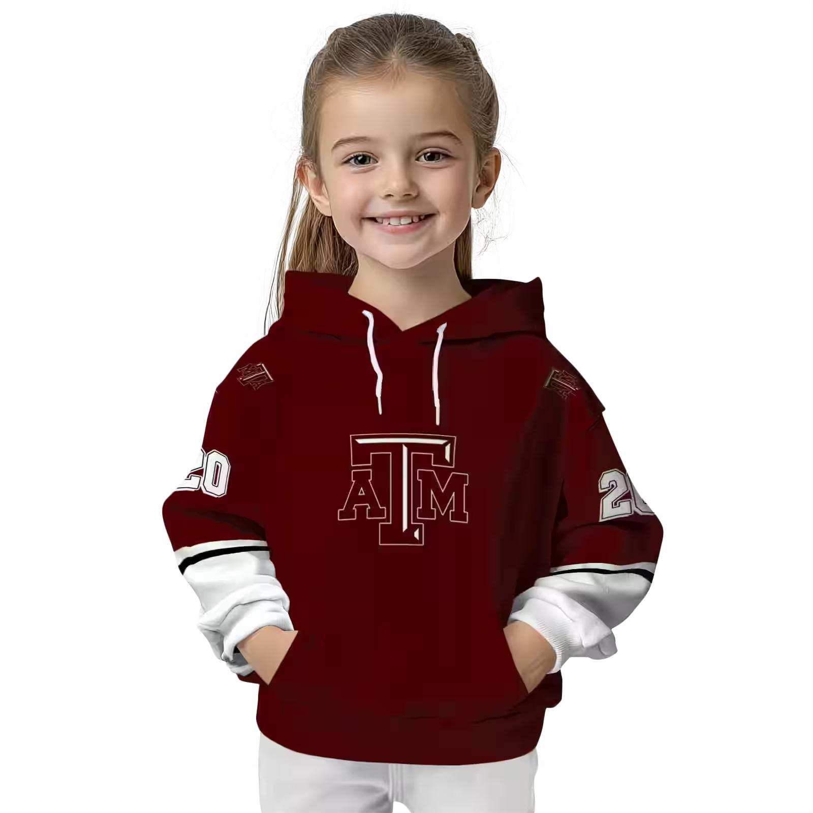 customized texas am aggies striped sleeves maroon hoodie top rated