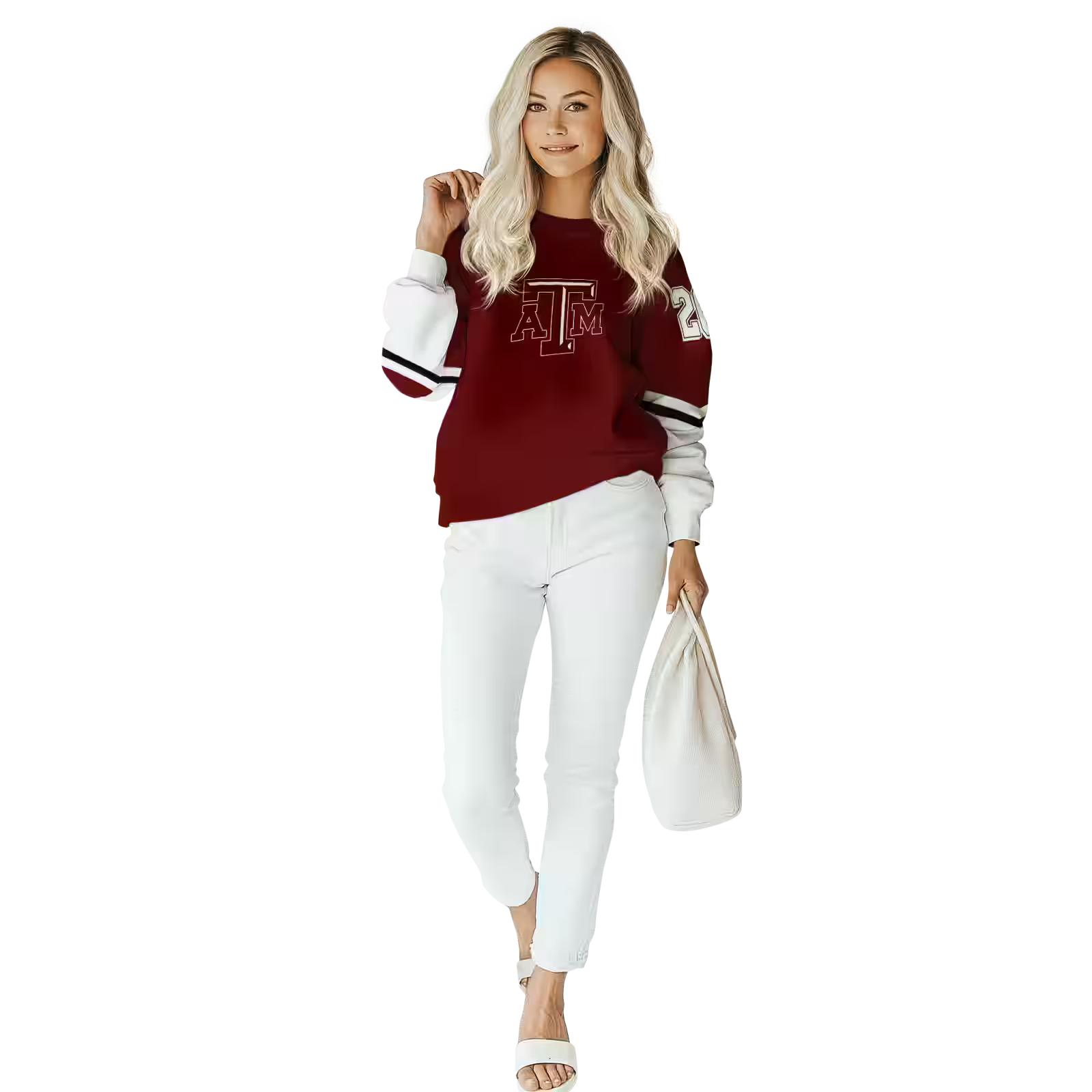 customized texas am aggies striped sleeves maroon hoodie trendy