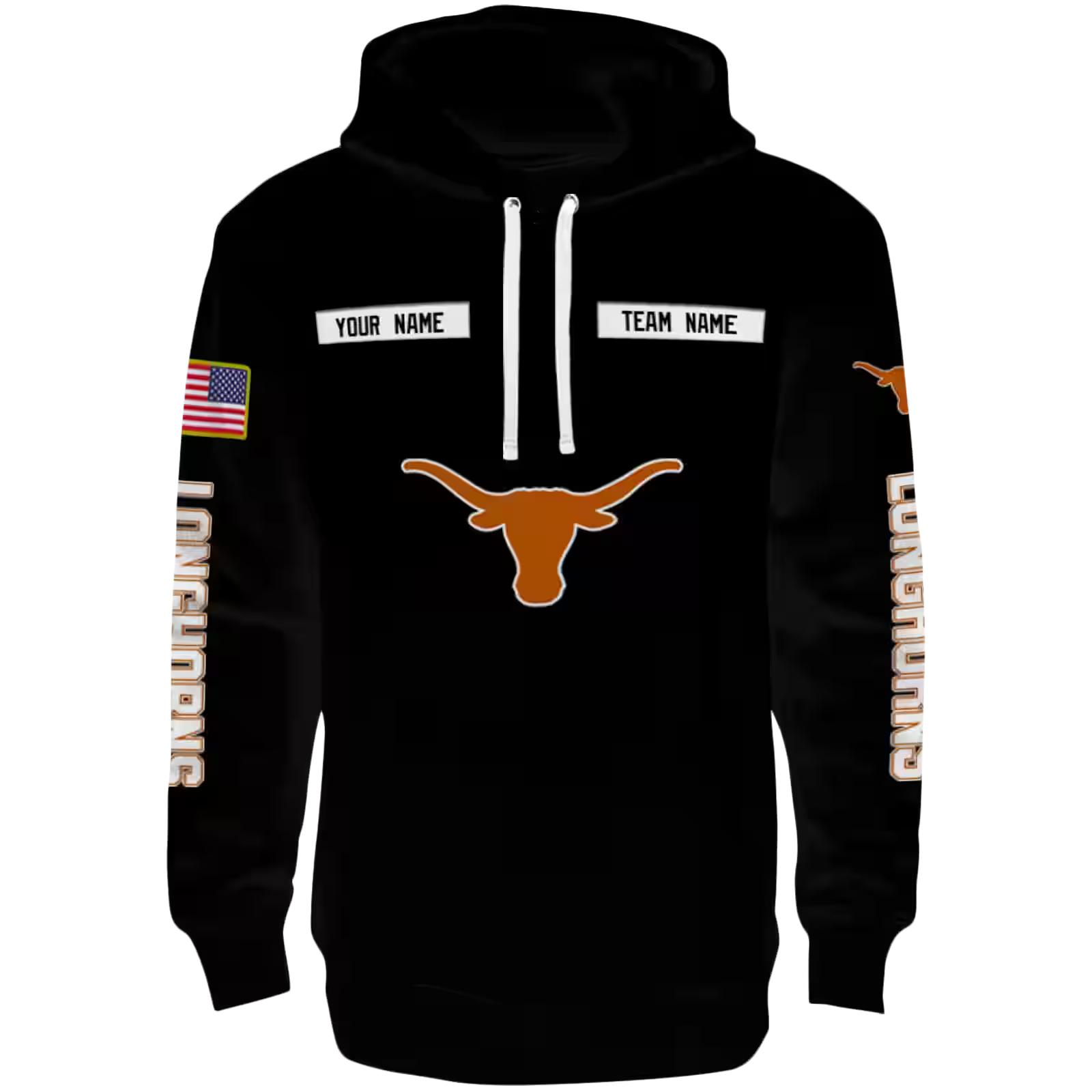 Customized Texas Longhorns Punisher Skull Black Hoodie