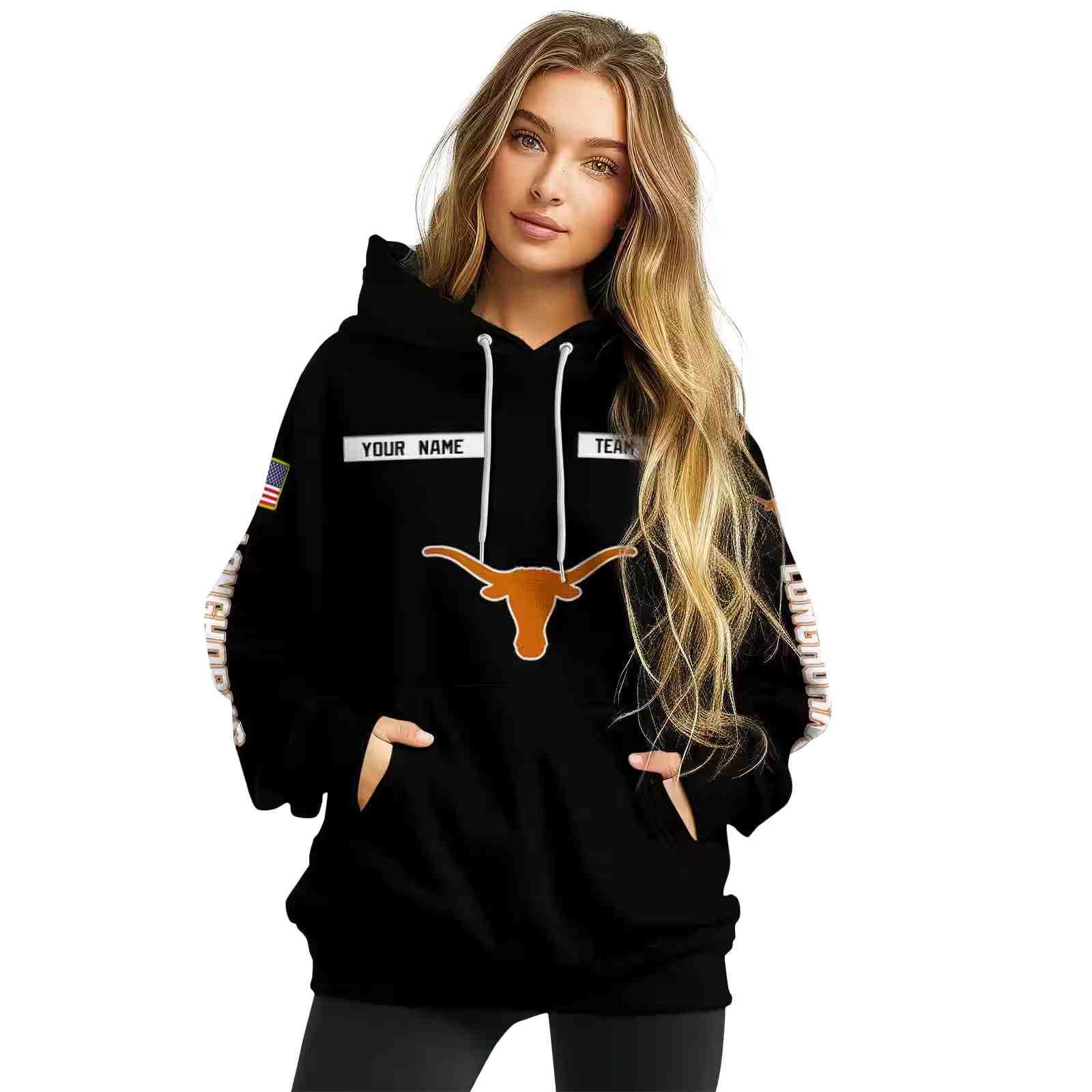 customized texas longhorns punisher skull black hoodie high quality