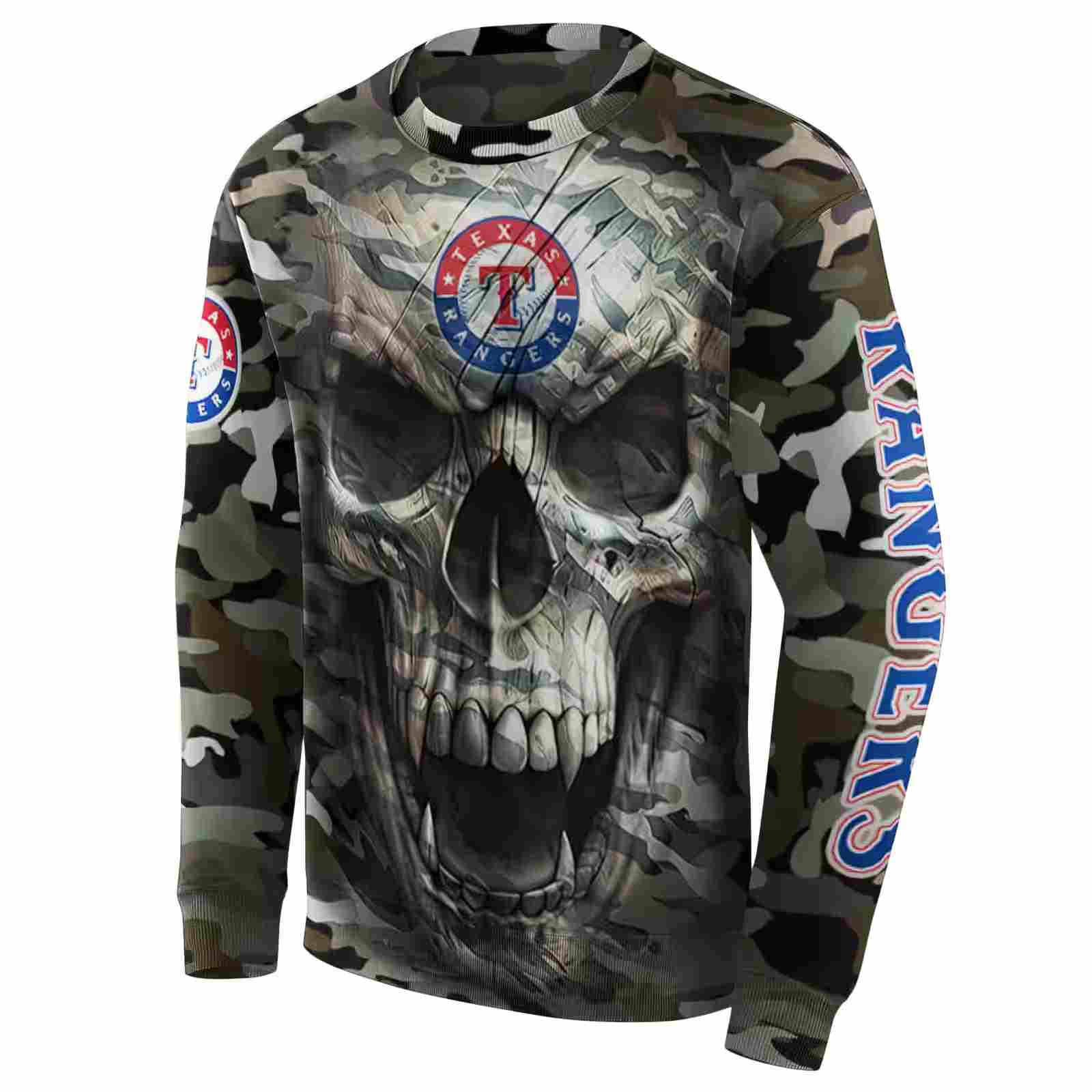 customized texas rangers camo skull hoodie new arrival