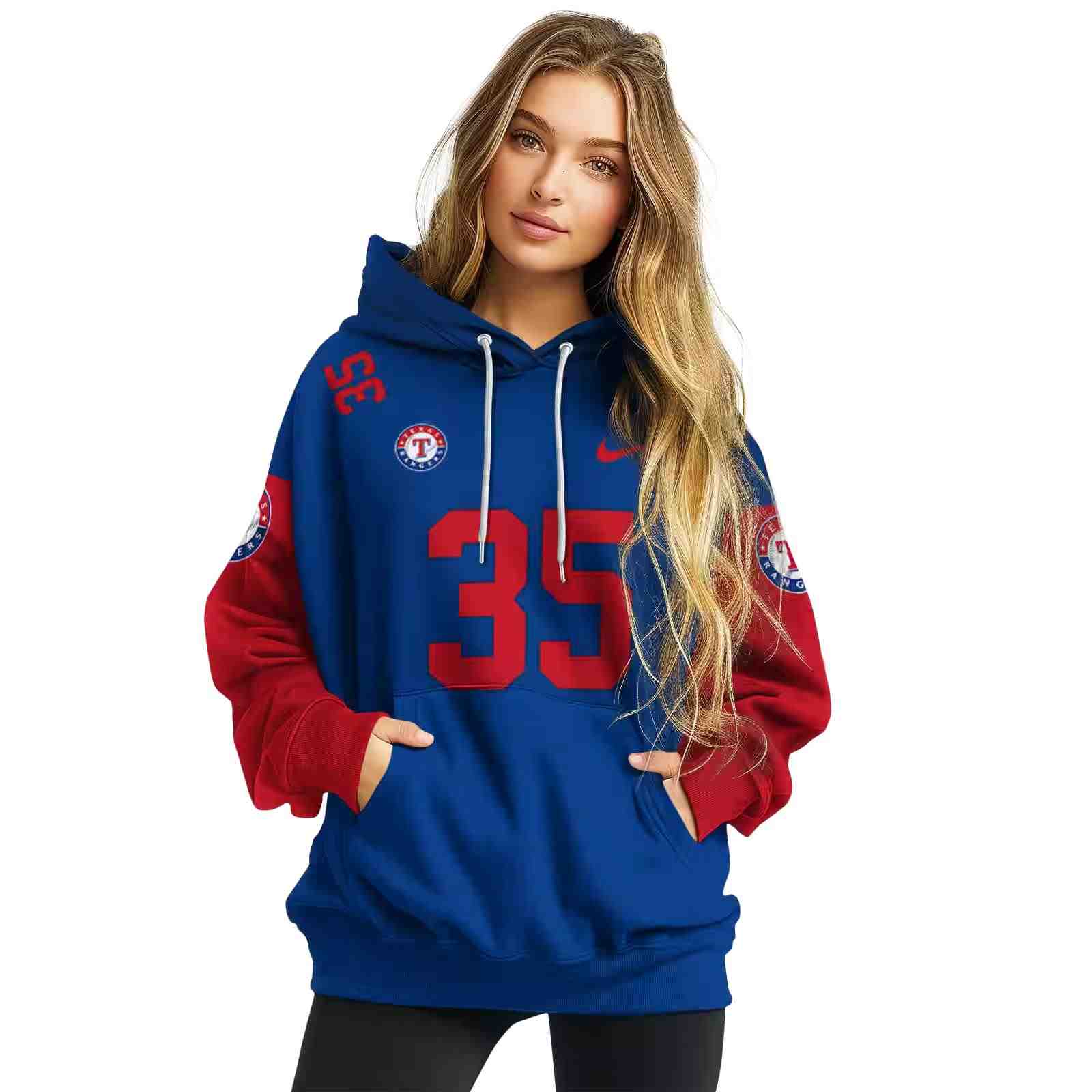 customized texas rangers minimal design blue hoodie high quality