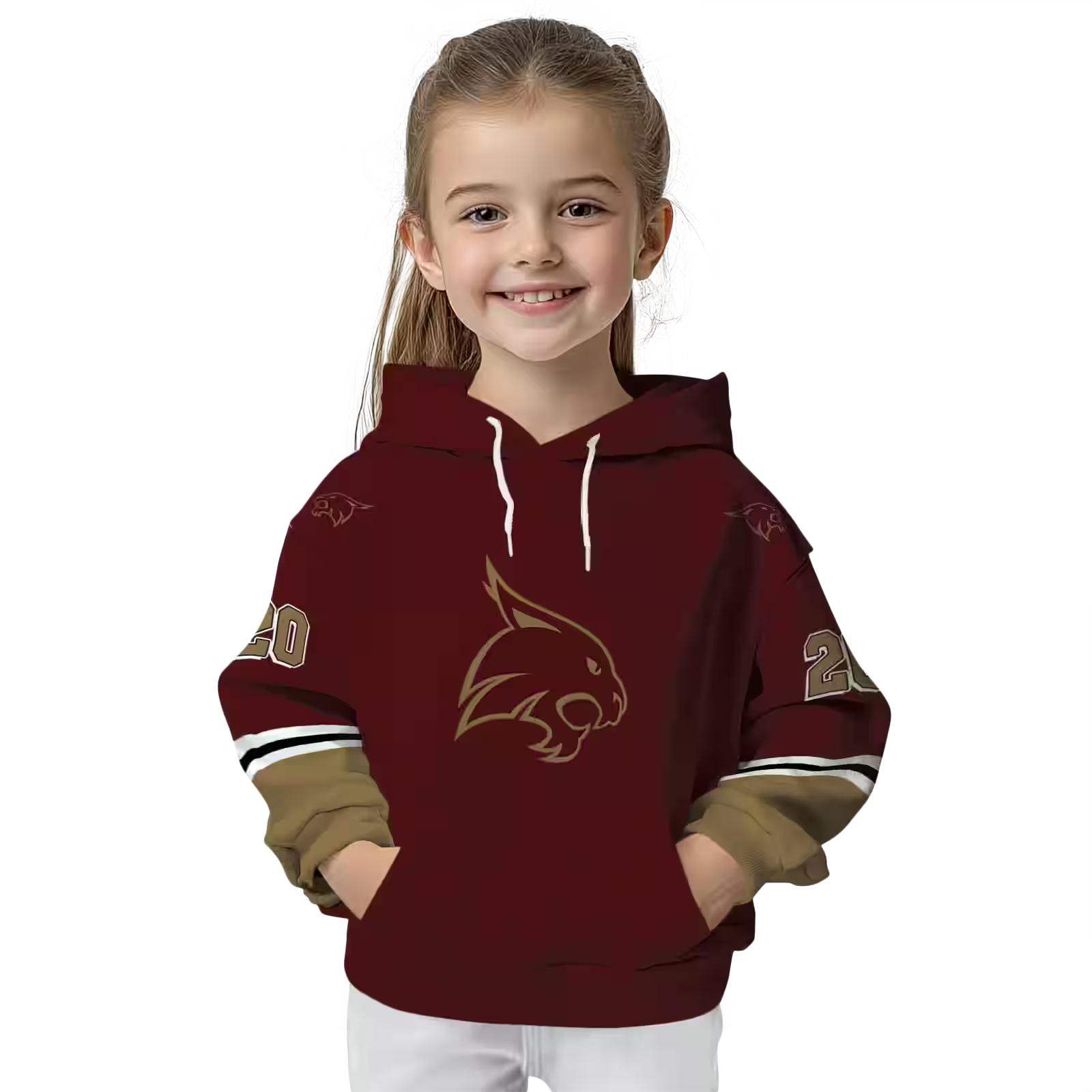 customized texas state bobcats striped sleeves maroon hoodie top rated