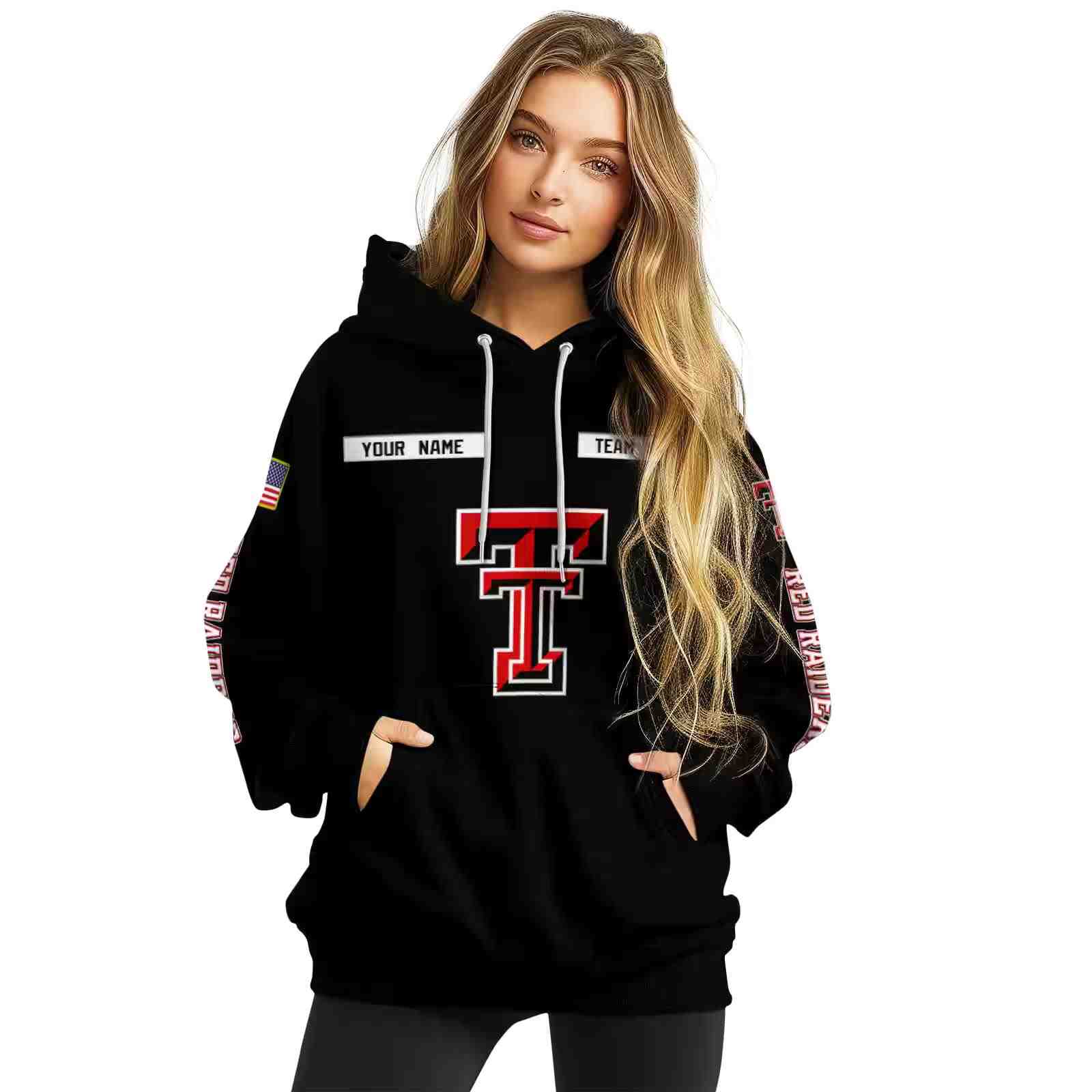 customized texas tech red raiders punisher skull black hoodie high quality