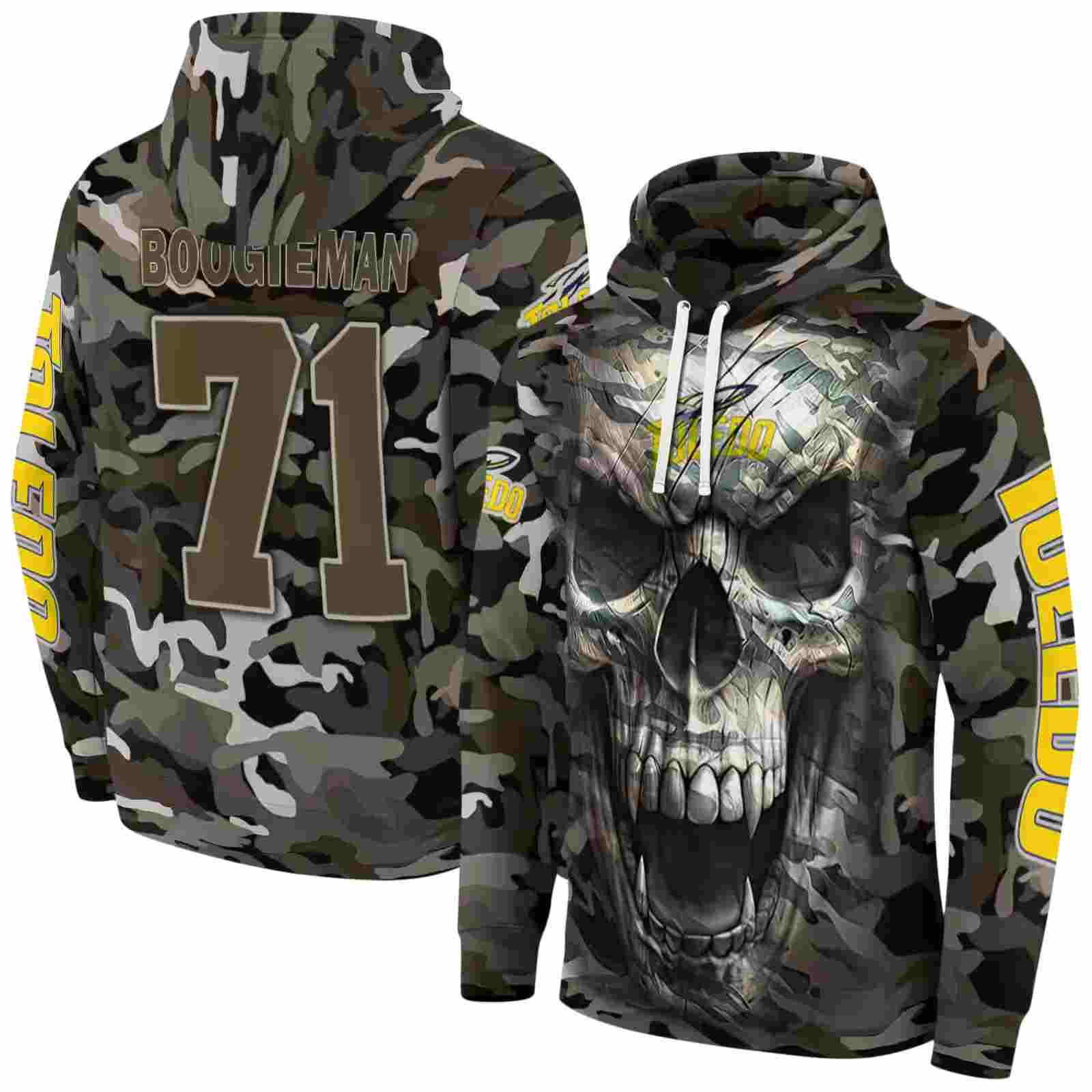 customized toledo rockets camo skull hoodie fashion forward