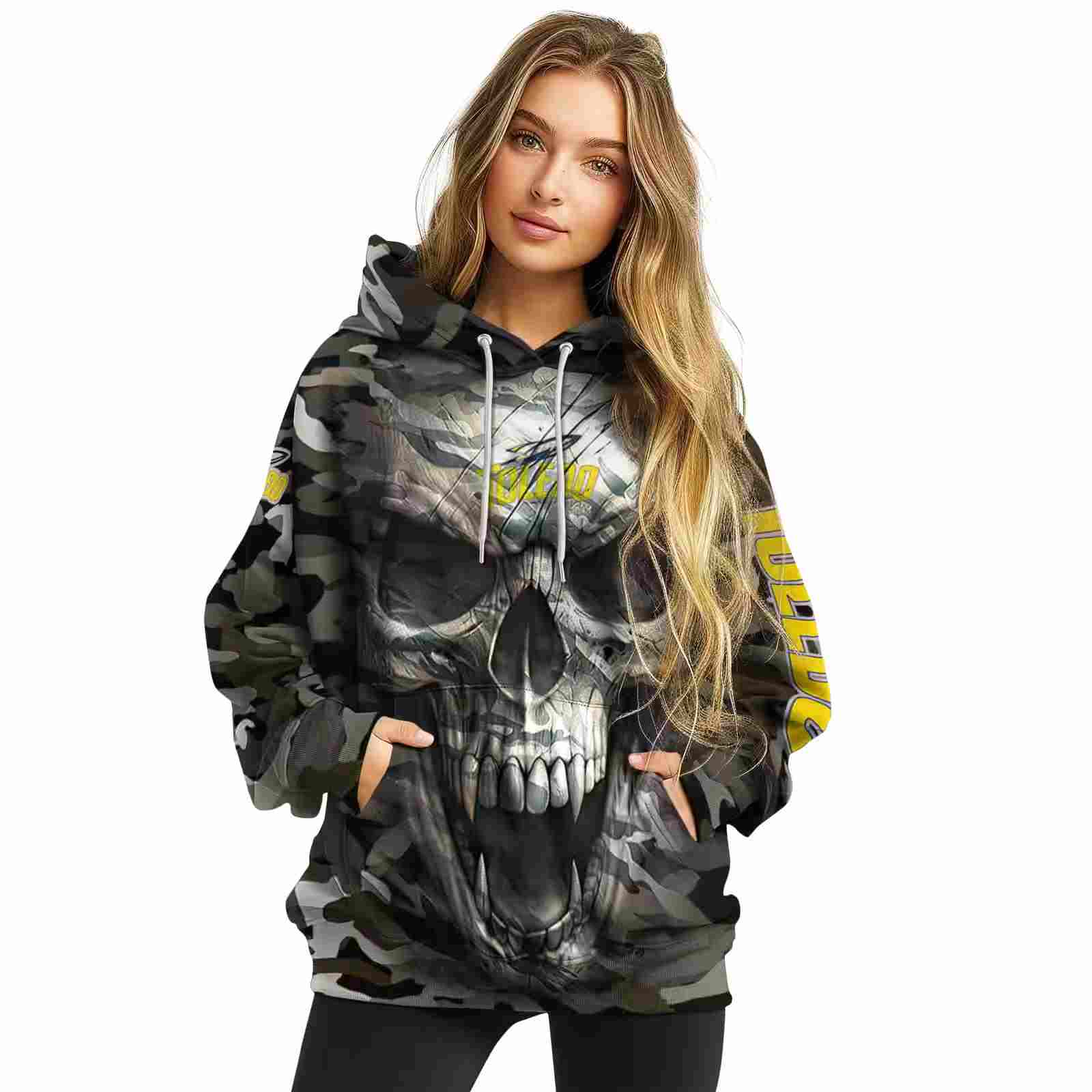 customized toledo rockets camo skull hoodie high quality