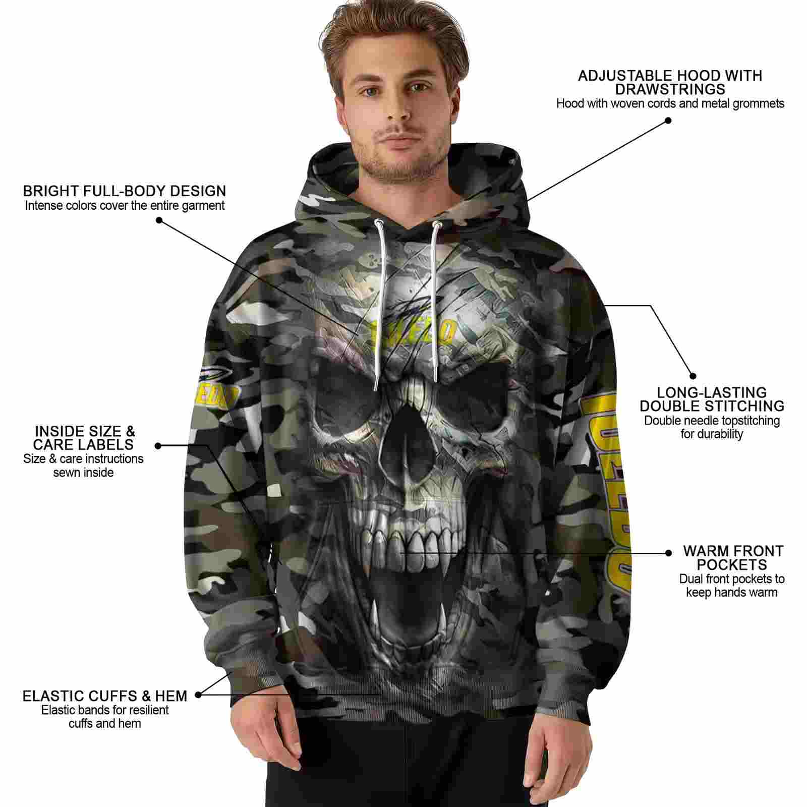 customized toledo rockets camo skull hoodie latest model