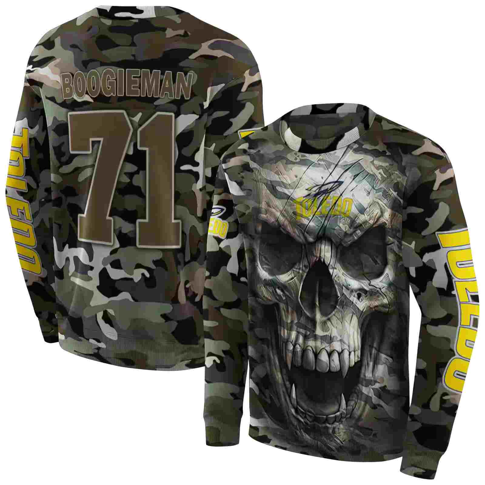 customized toledo rockets camo skull hoodie premium grade