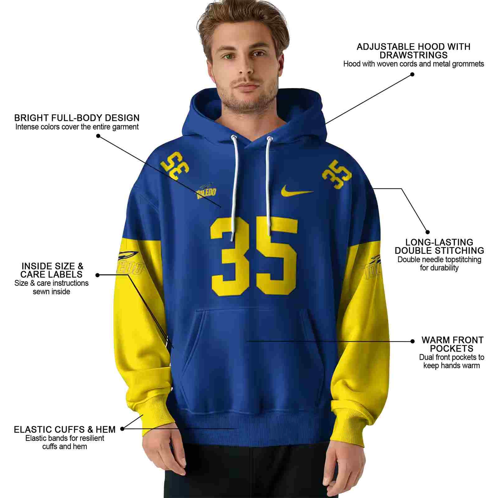 customized toledo rockets minimal design blue hoodie latest model