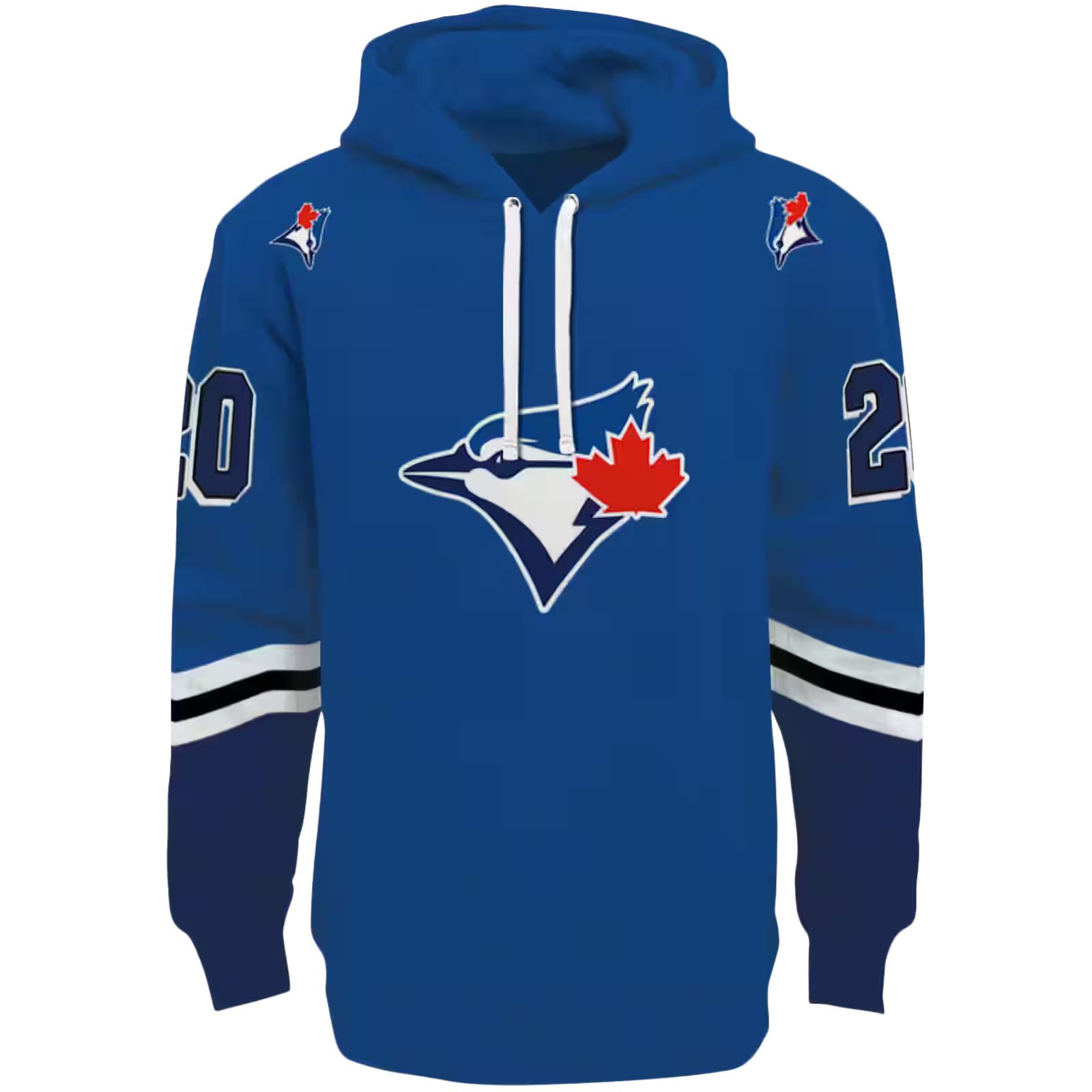 Customized Toronto Blue Jays Striped Sleeves Blue Hoodie