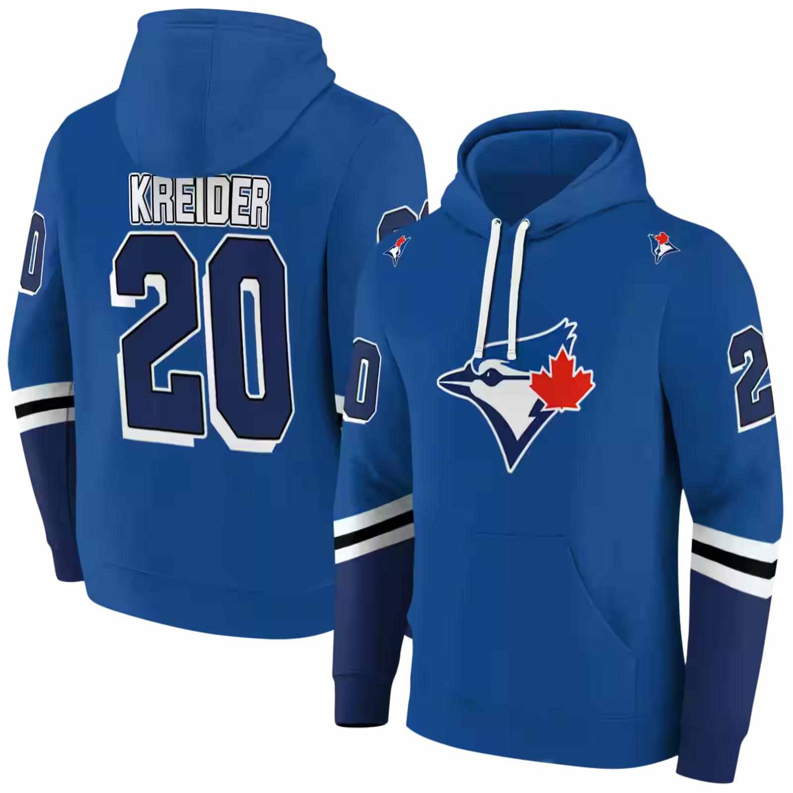 customized toronto blue jays striped sleeves blue hoodie fashion forward