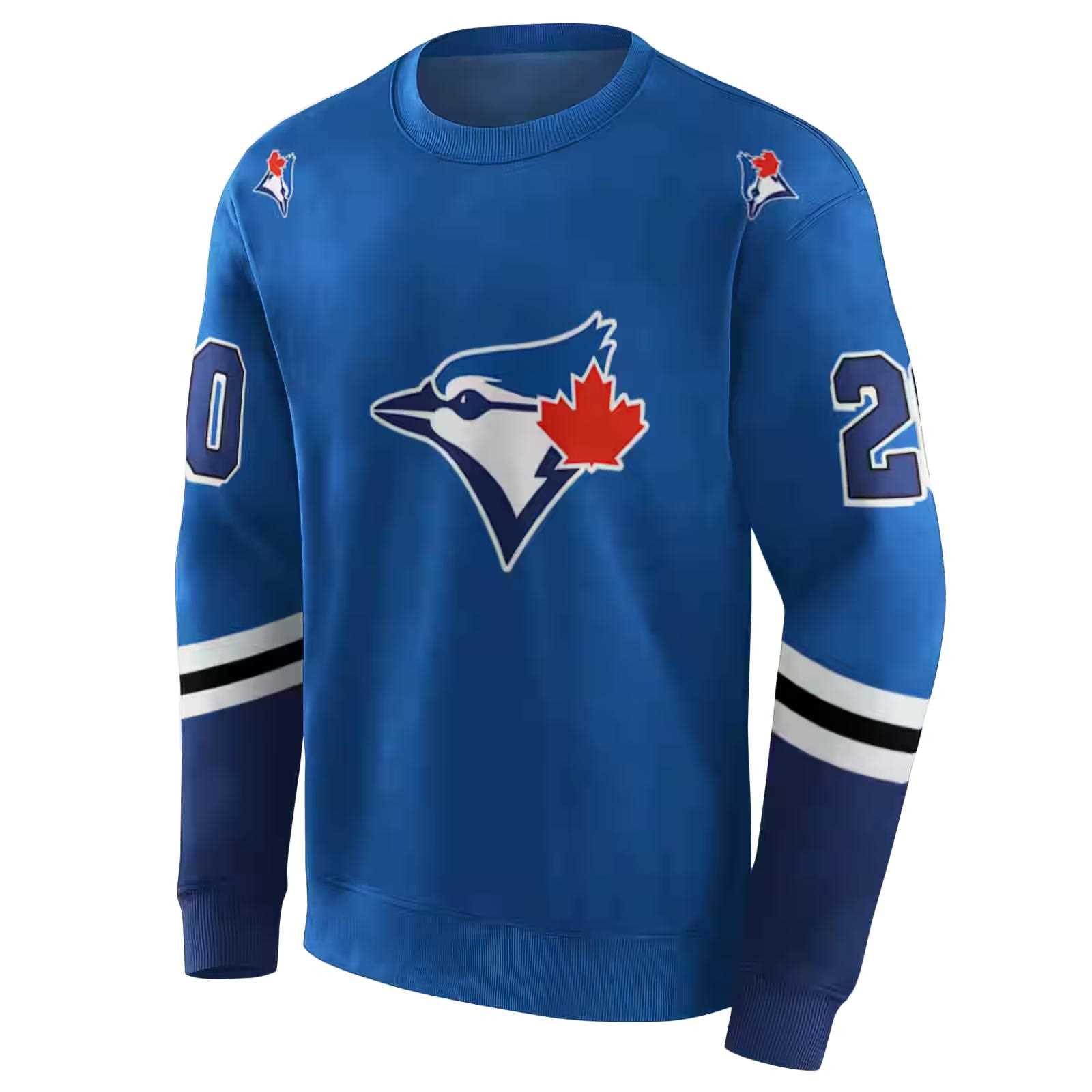 customized toronto blue jays striped sleeves blue hoodie new arrival