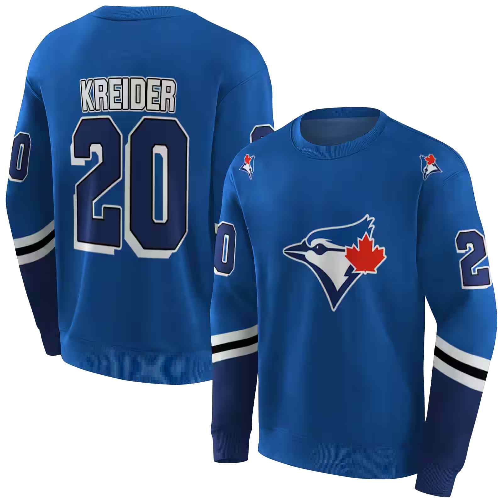 customized toronto blue jays striped sleeves blue hoodie premium grade