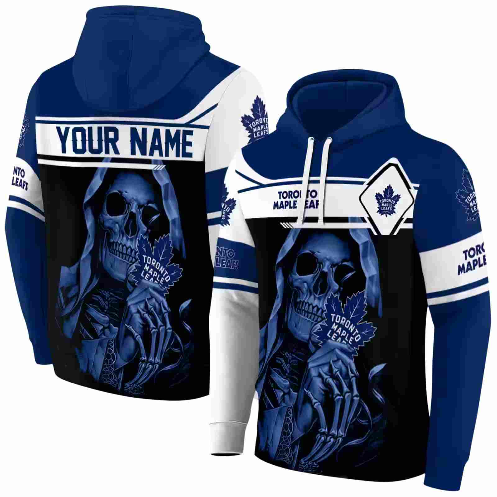 customized toronto maple leafs grim reaper blue black hoodie fashion forward