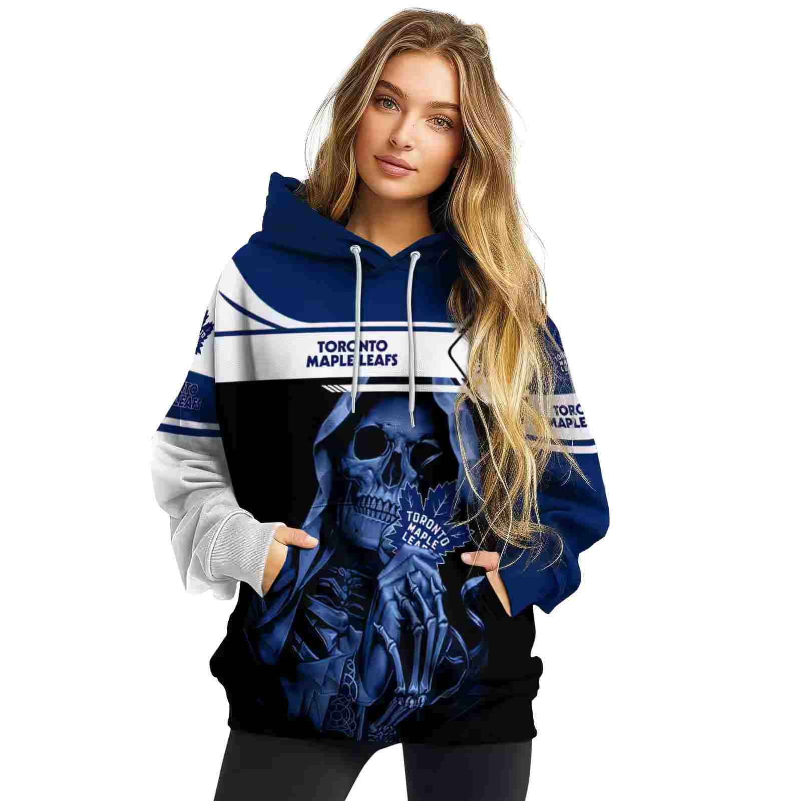 customized toronto maple leafs grim reaper blue black hoodie high quality