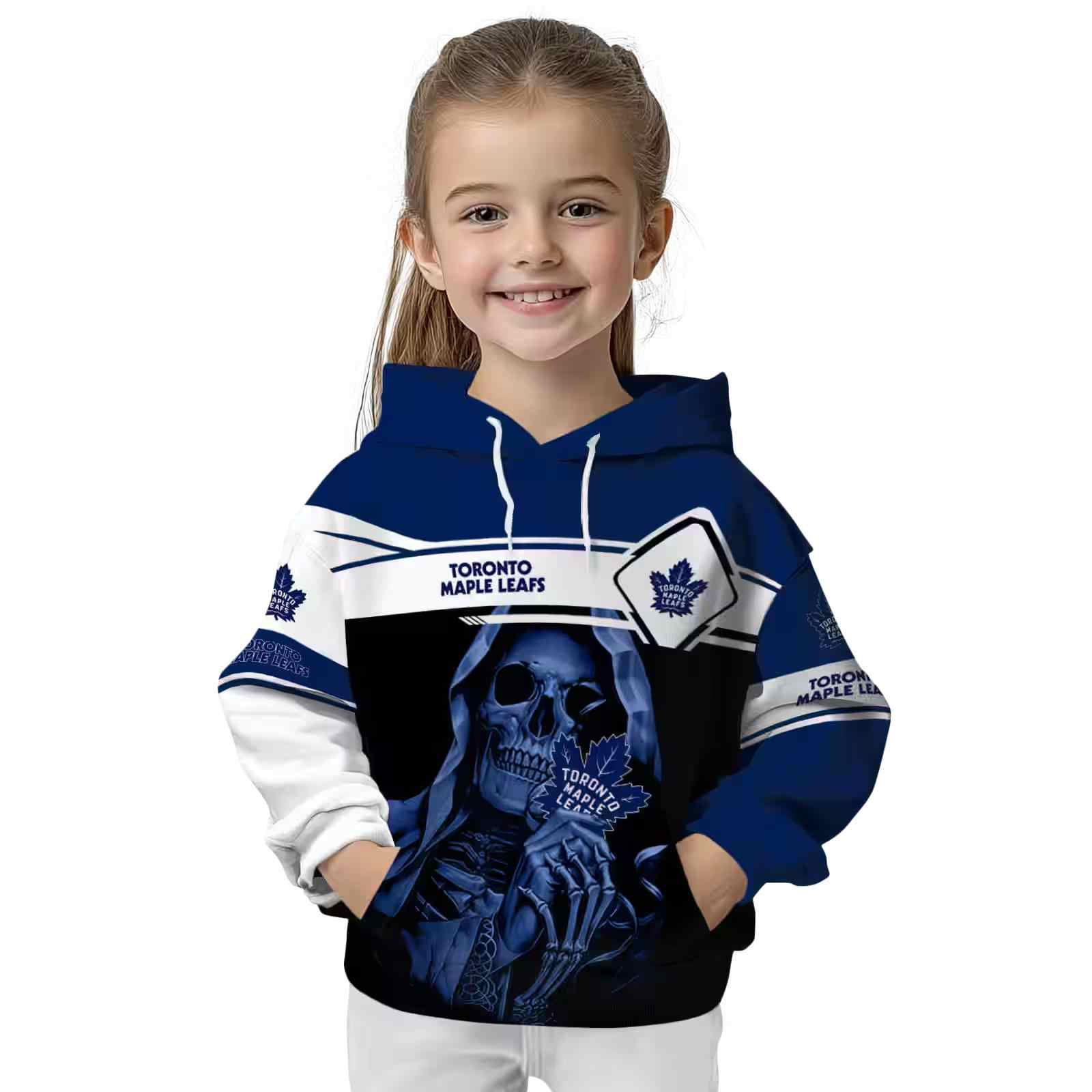 customized toronto maple leafs grim reaper blue black hoodie top rated