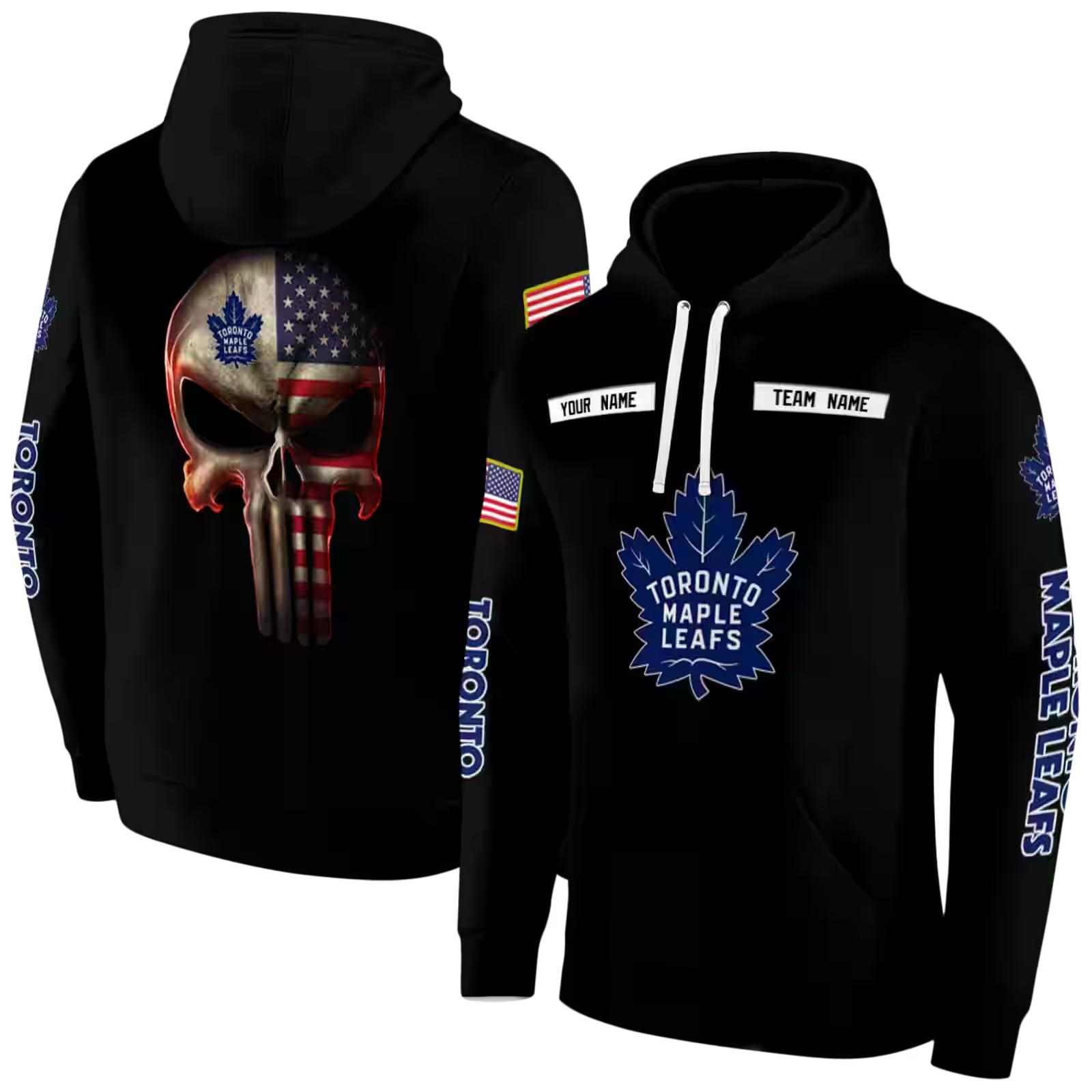 customized toronto maple leafs punisher skull black hoodie fashion forward