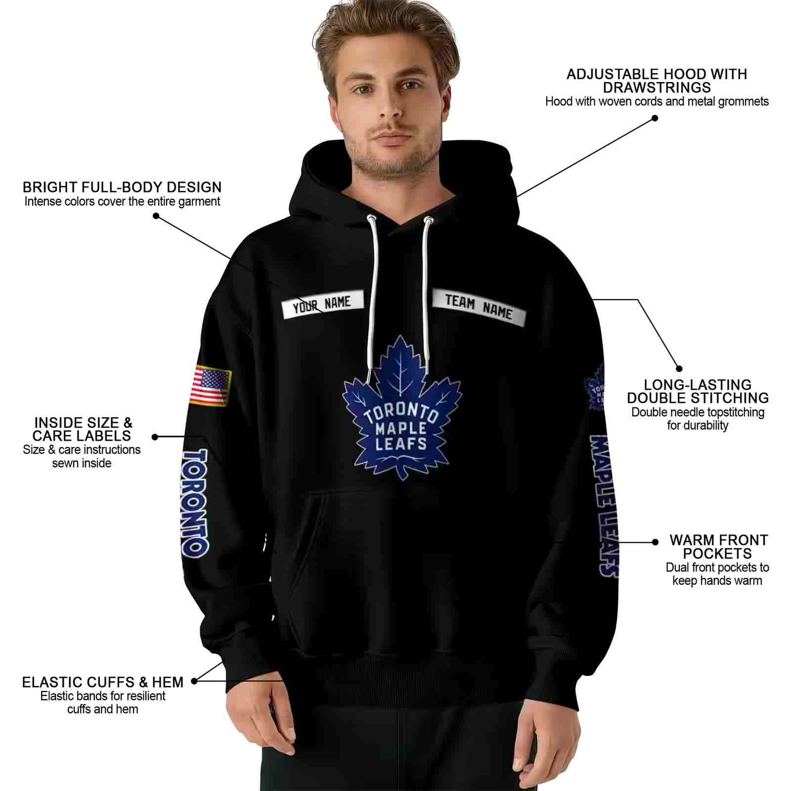 customized toronto maple leafs punisher skull black hoodie latest model