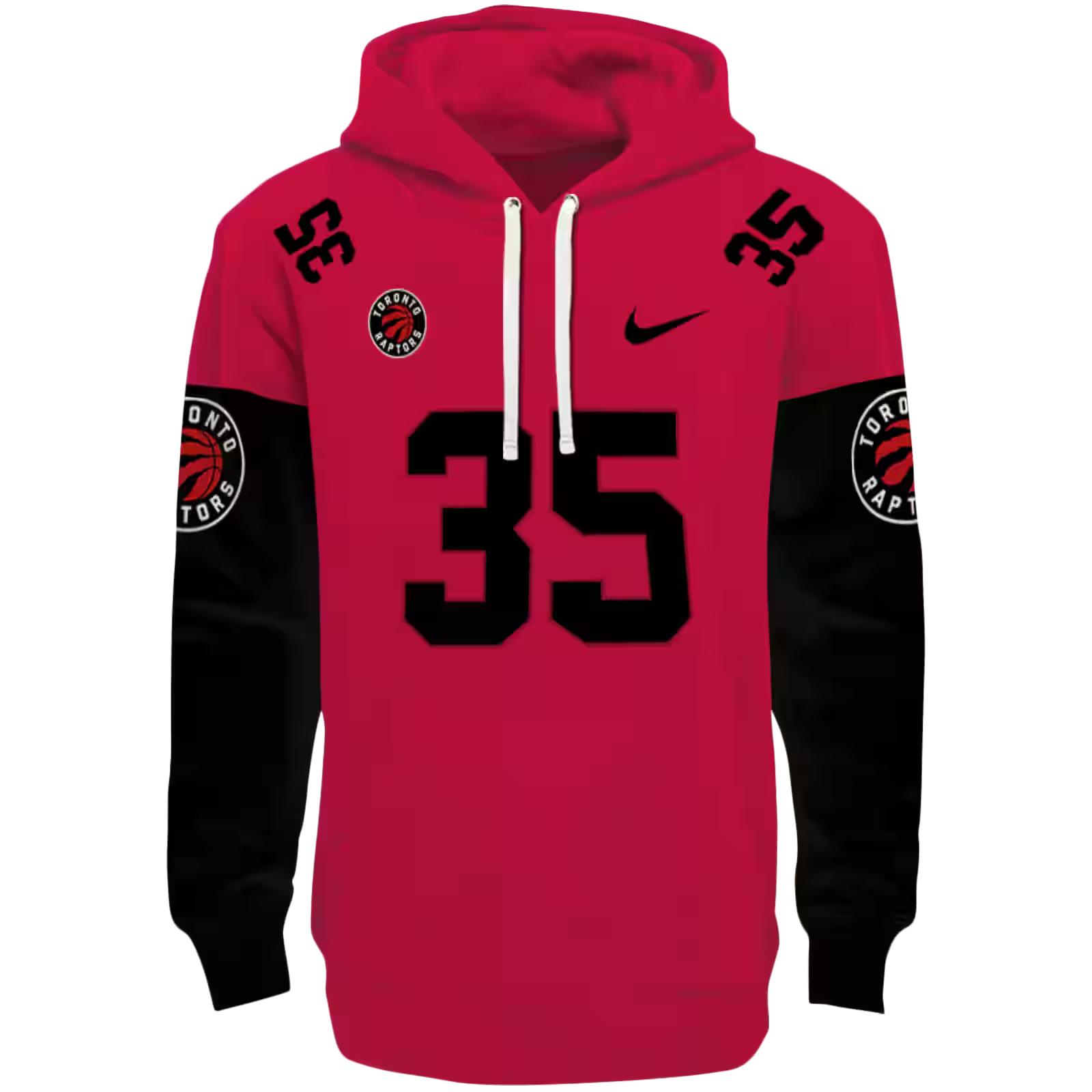 Customized Toronto Raptors Minimal Design Red Hoodie