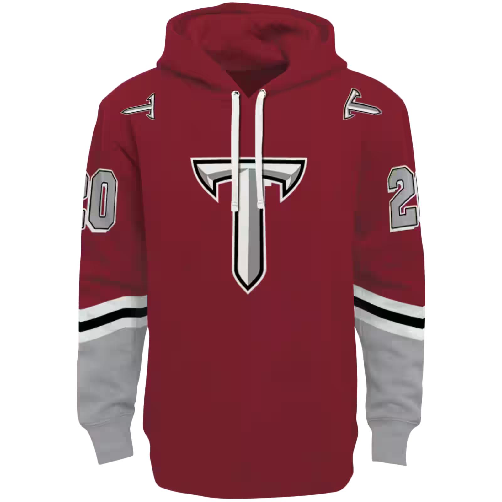 Customized Troy Trojans Striped Sleeves Red Hoodie