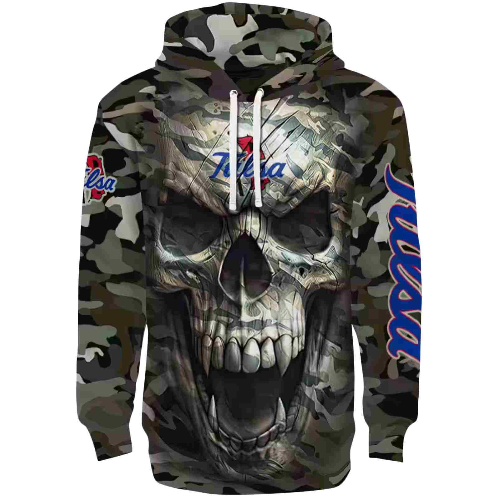 Customized Tulsa Golden Hurricane Camo Skull Hoodie