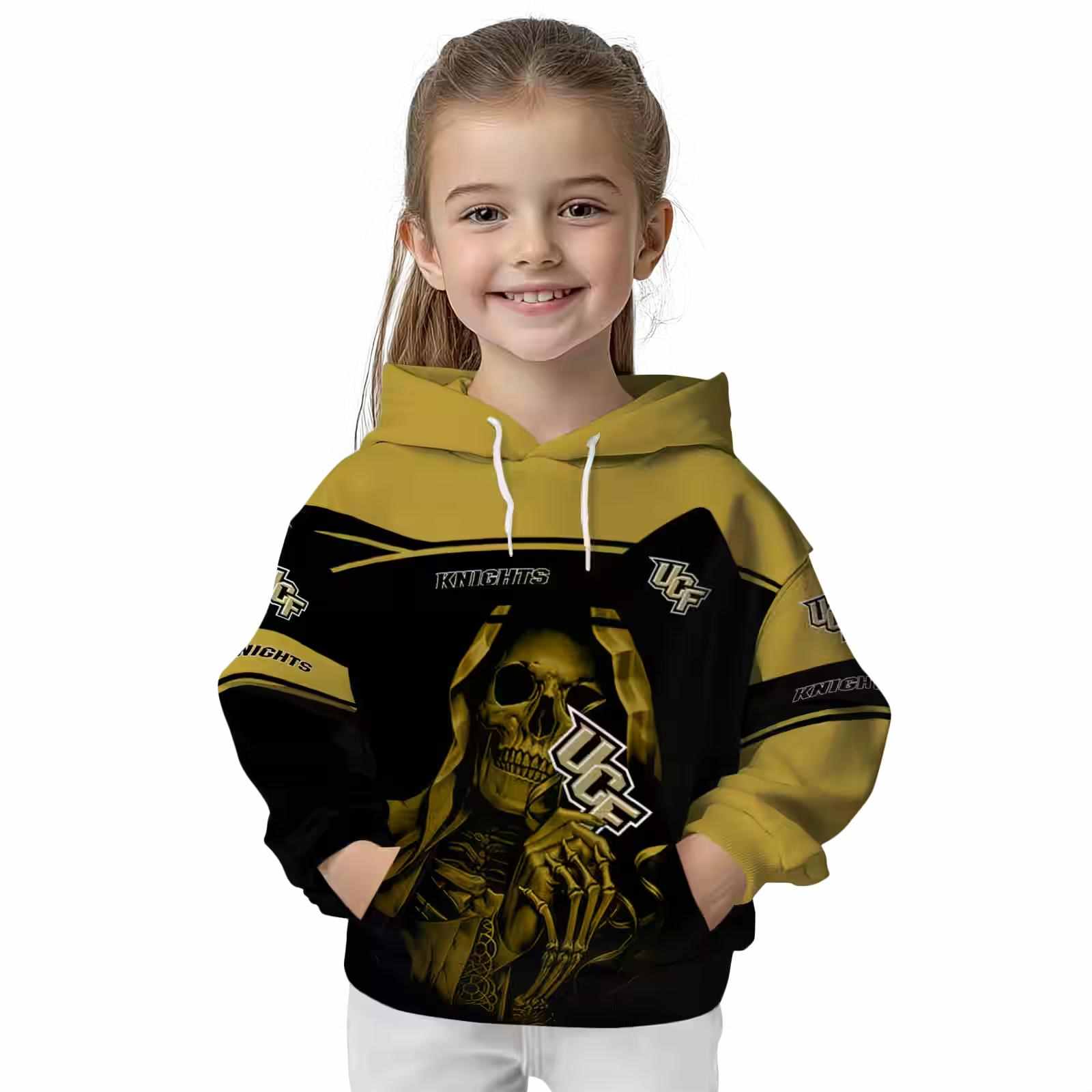 customized ucf knights grim reaper gold black hoodie top rated