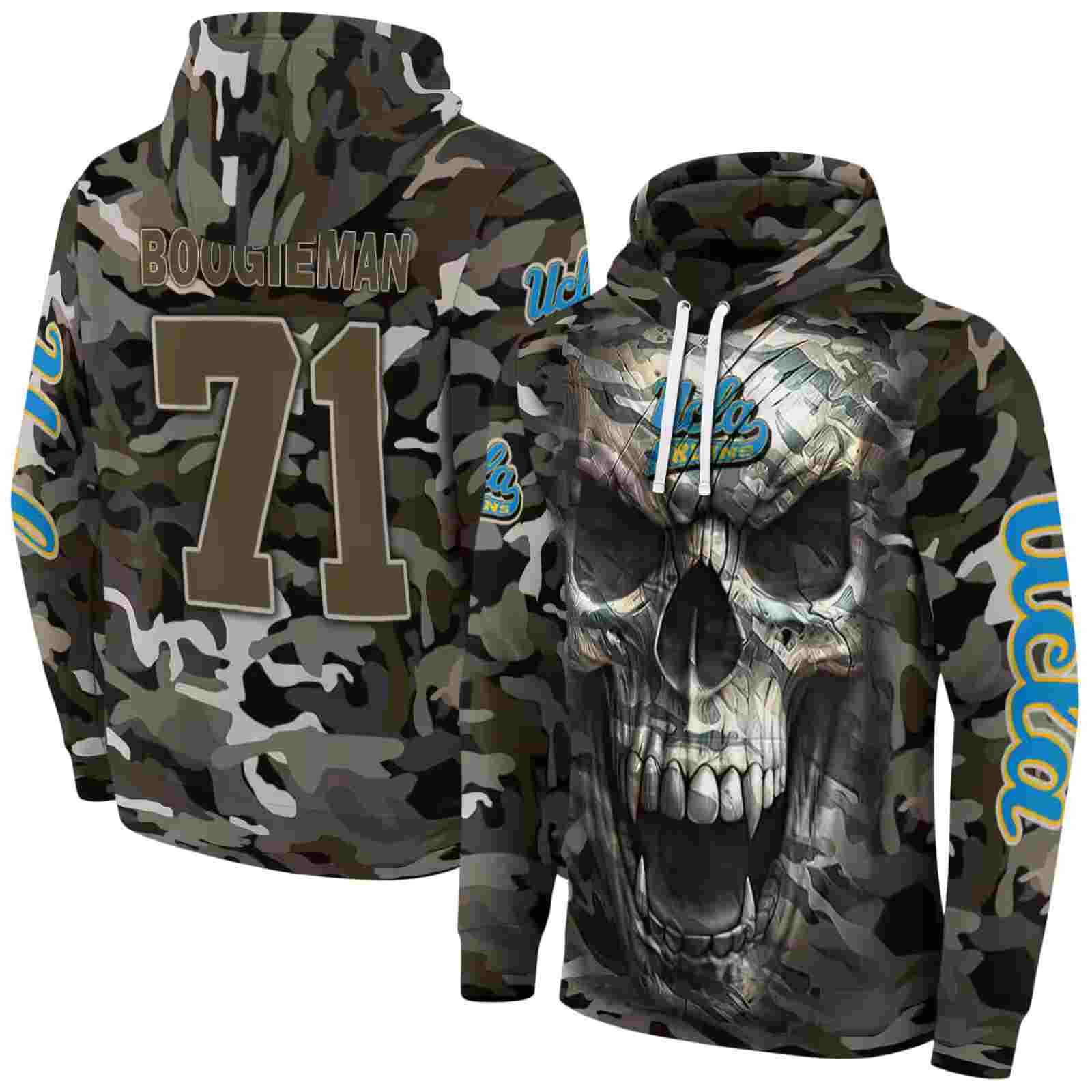 customized ucla bruins camo skull hoodie fashion forward