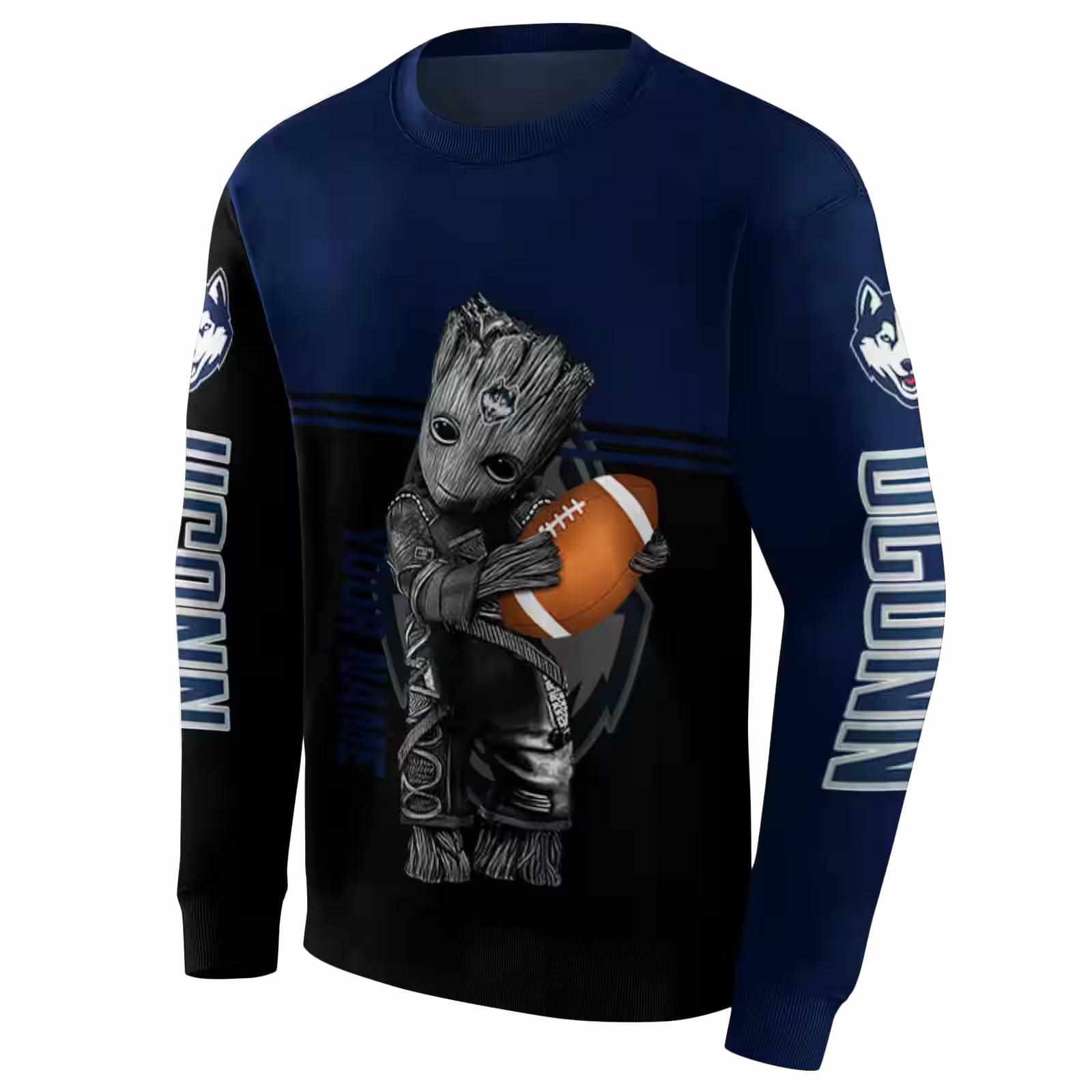 customized uconn huskies baby groot blue black hoodie new arrival