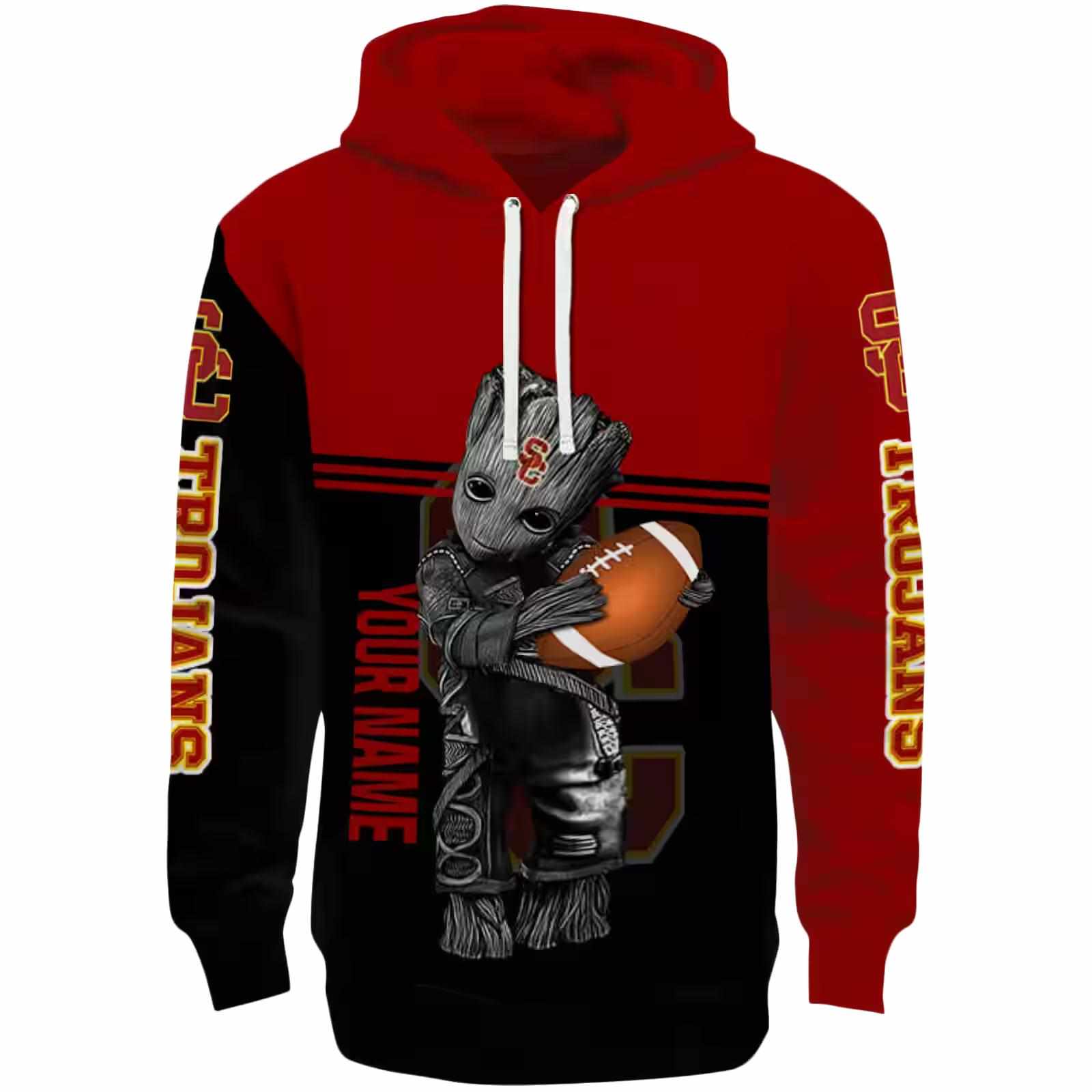 Customized USC Trojans Baby Groot Red Black Hoodie