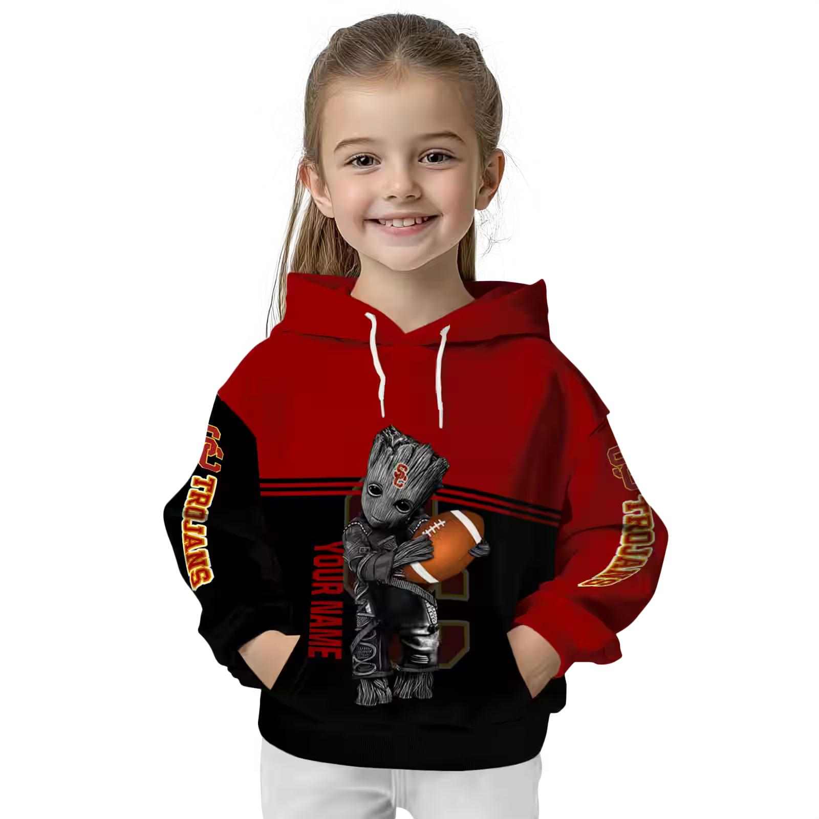 customized usc trojans baby groot red black hoodie top rated