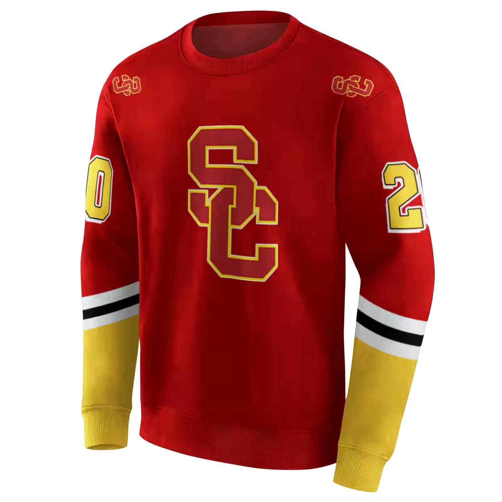 customized usc trojans striped sleeves red hoodie new arrival