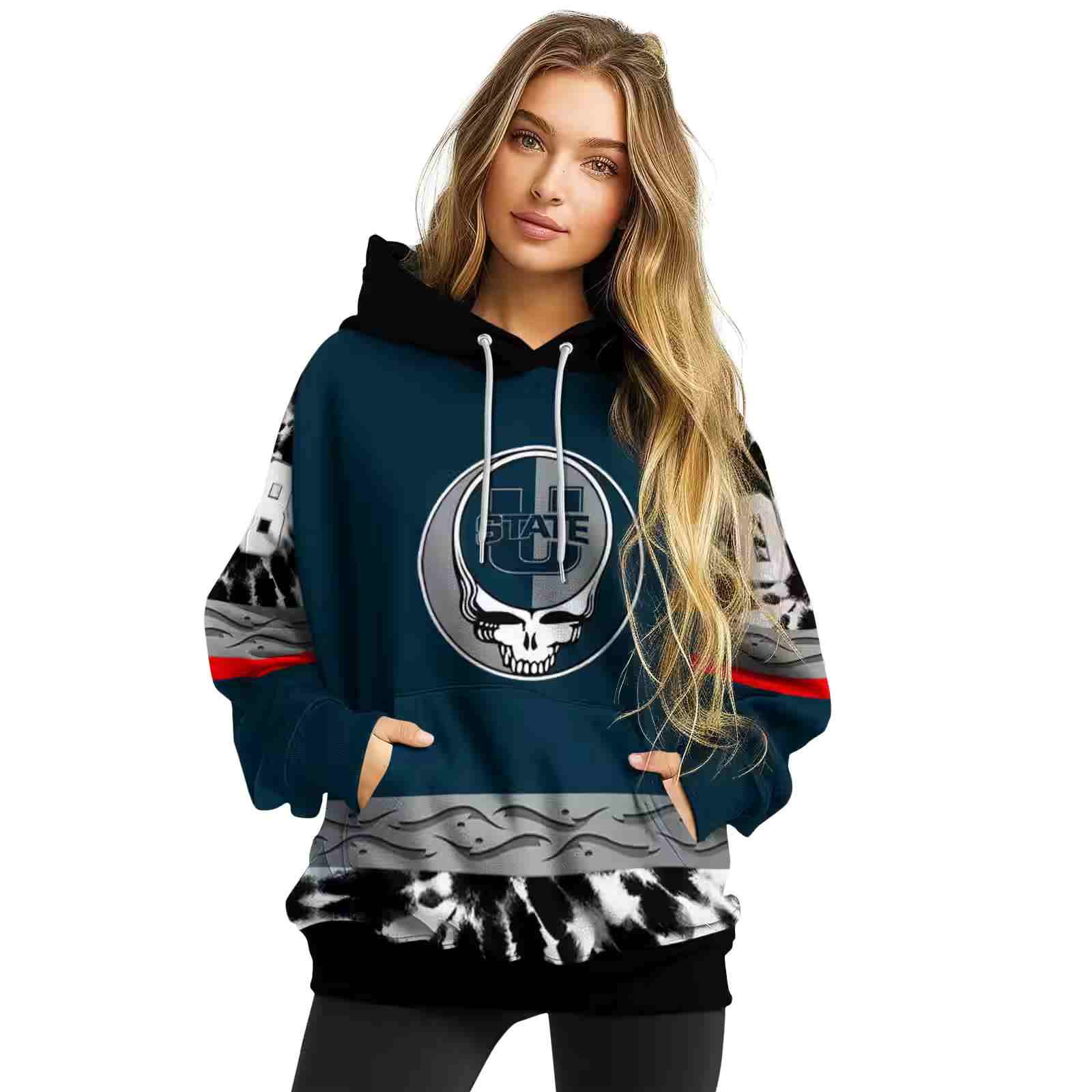 customized utah state aggies grateful vibes navy hoodie high quality