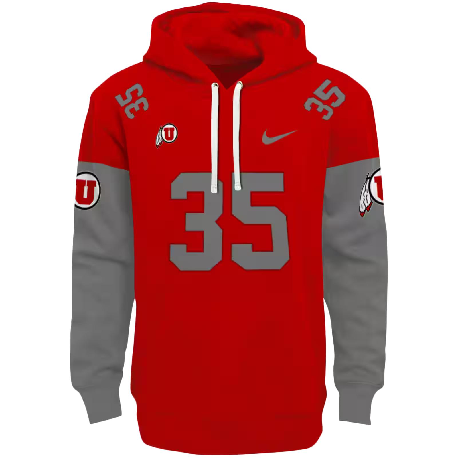 Customized Utah Utes Minimal Design Red Hoodie