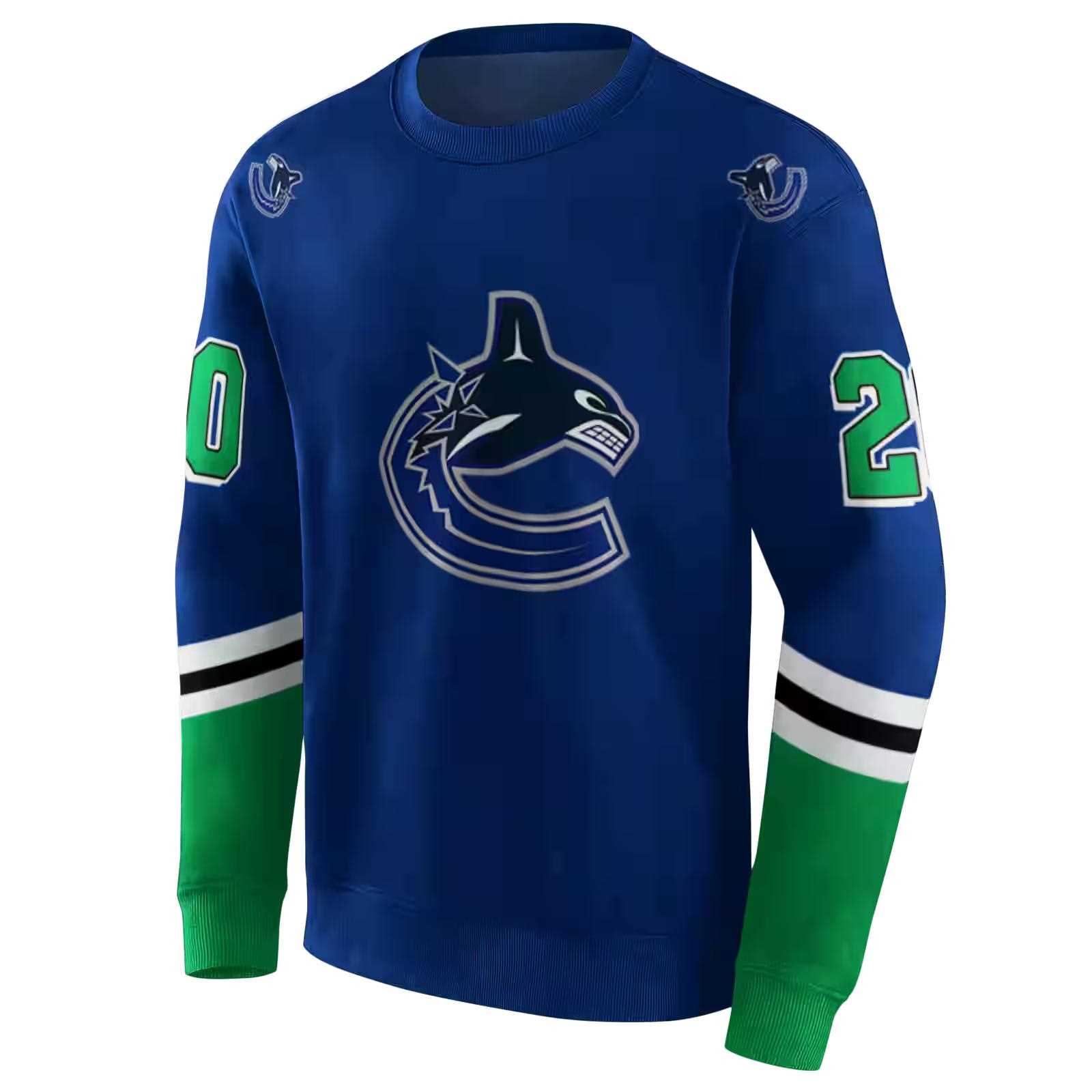 customized vancouver canucks striped sleeves blue hoodie new arrival