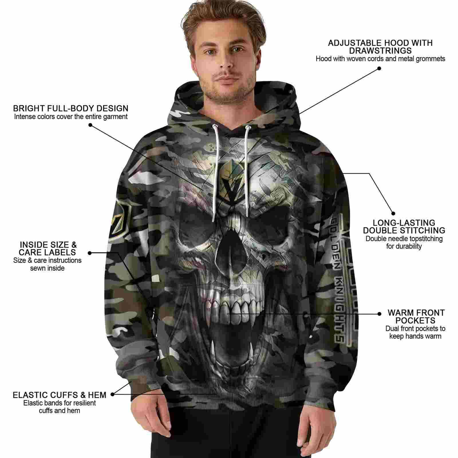 customized vegas golden knights camo skull hoodie latest model