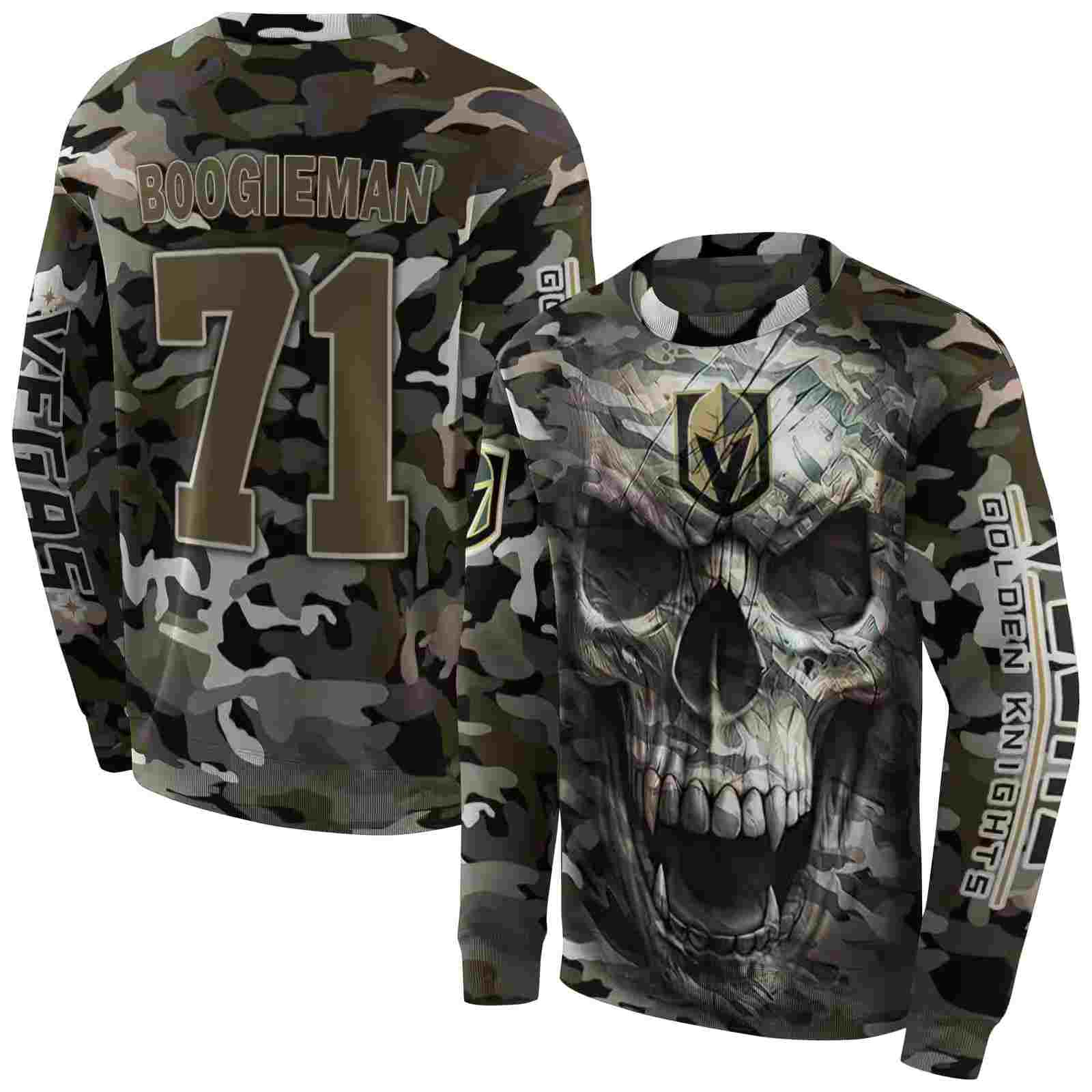 customized vegas golden knights camo skull hoodie premium grade