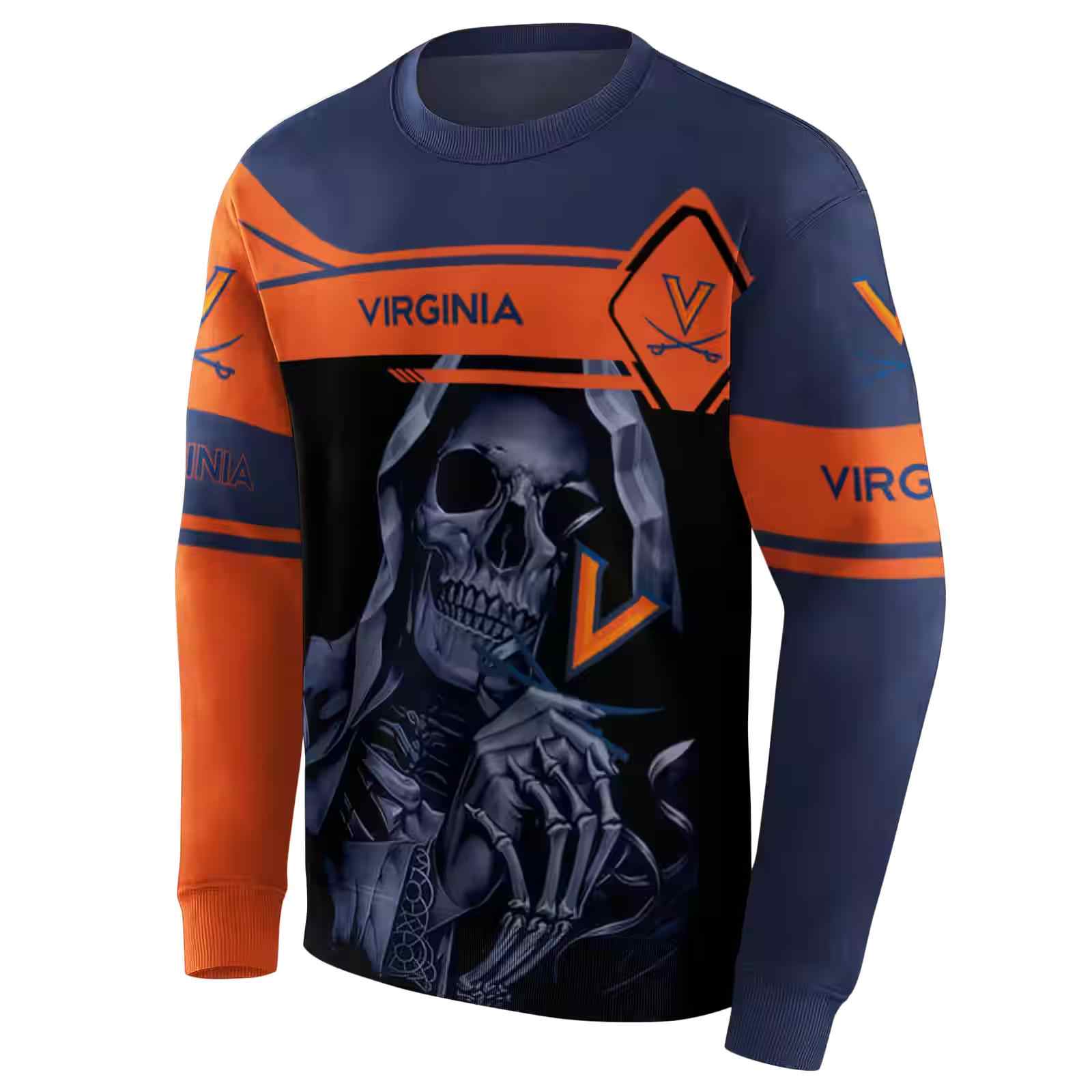 customized virginia cavaliers grim reaper blue black hoodie new arrival