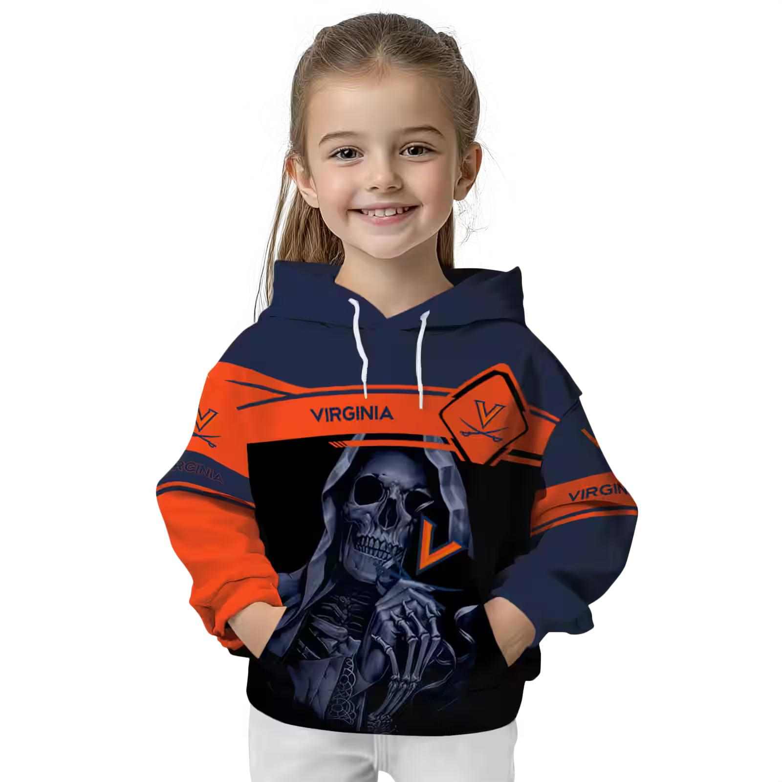 customized virginia cavaliers grim reaper blue black hoodie top rated